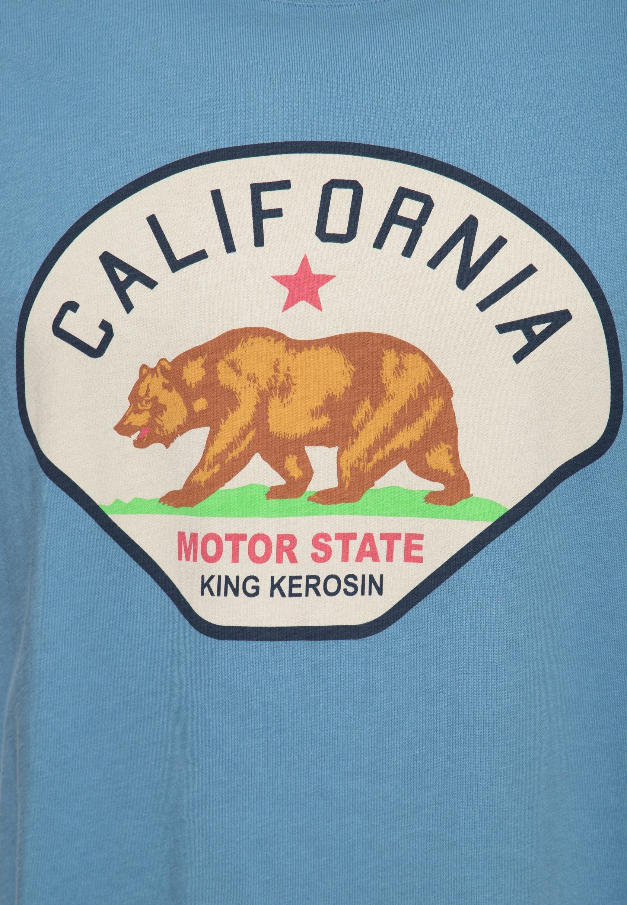 blau State Motor kalifornischem Print-Shirt mit Logo KingKerosin California