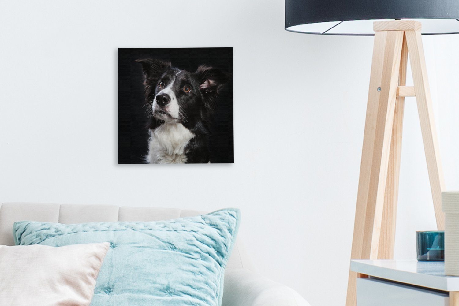 Wohnzimmer St), Leinwandbild Schlafzimmer für OneMillionCanvasses® Leinwand Porträt (1 Bilder Border Collie, eines