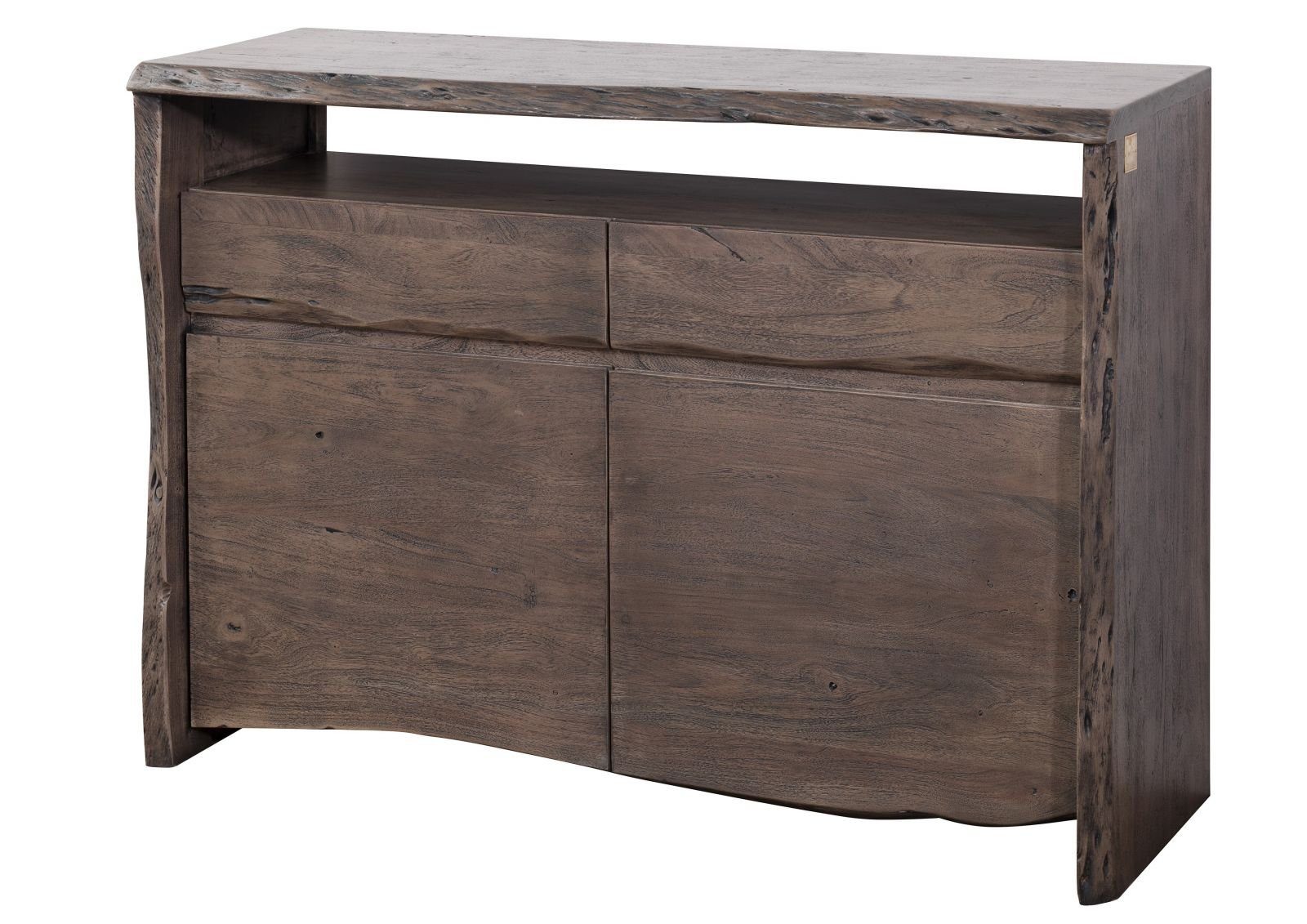 Massivmoebel24 Sideboard PURE ACACIA Akazie Massivholz grau (Massivholz montiert 95 kg PURE ACACIA #401), Akazie 131x45x96 cm (BxTxH) grau lackiert