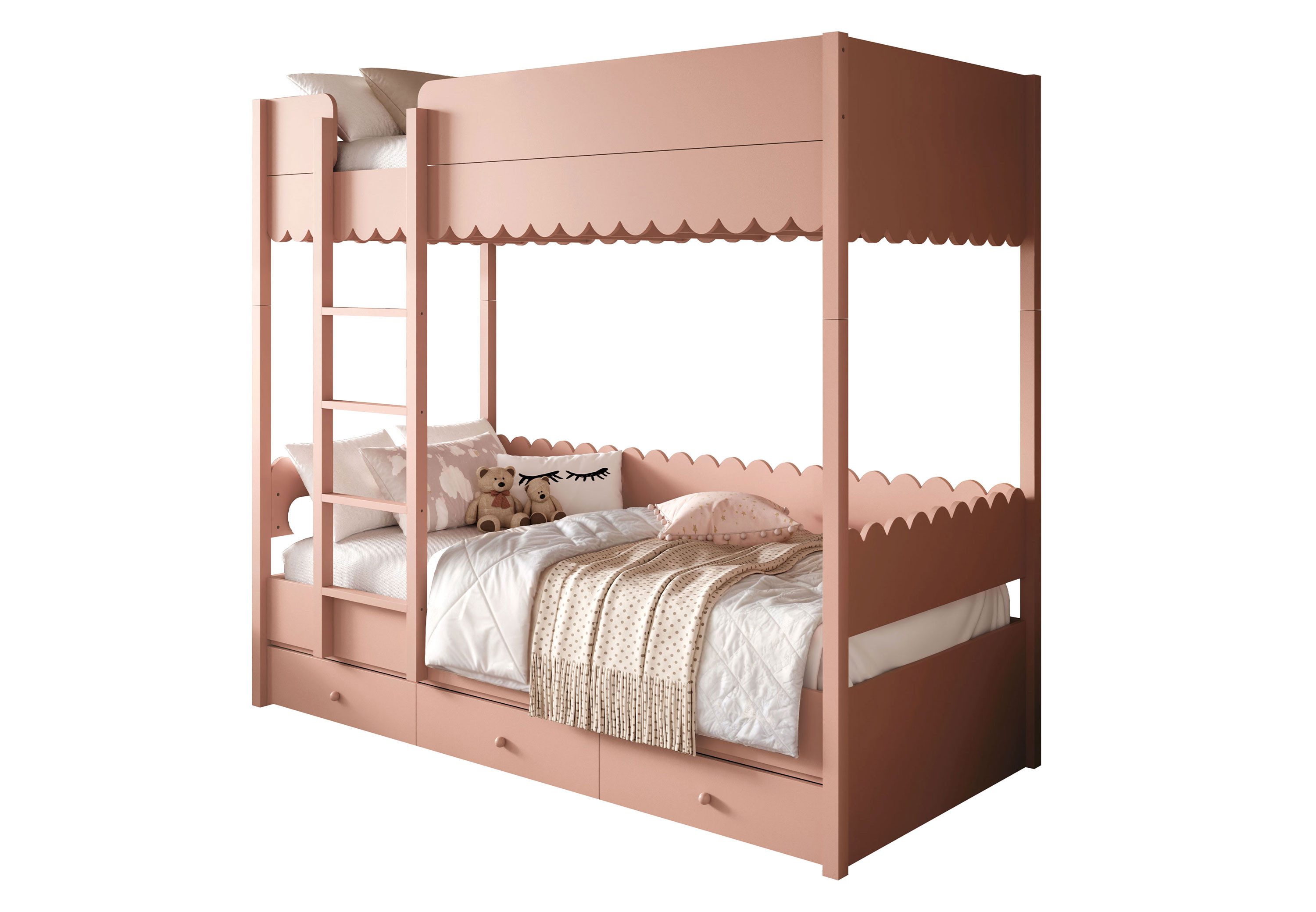 Lookway Hochbett BABUSHKA Hochbett für Kinder 90x200 cm (Bett mit Lattenrost) Breite: 208 cm