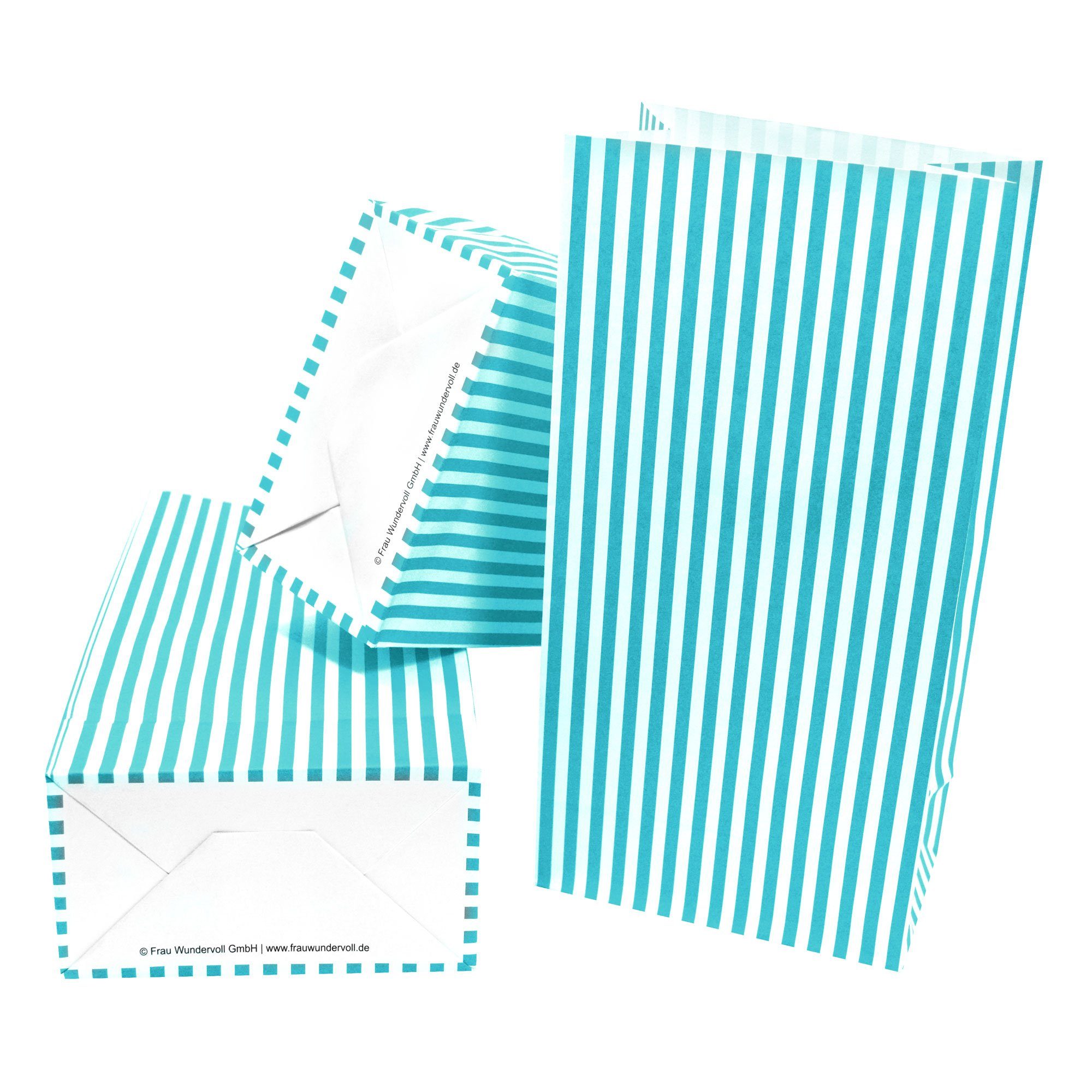 Streifen beachblau, mit Frau Boden, Papiertüten WUNDERVoll weiße Papierdekoration
