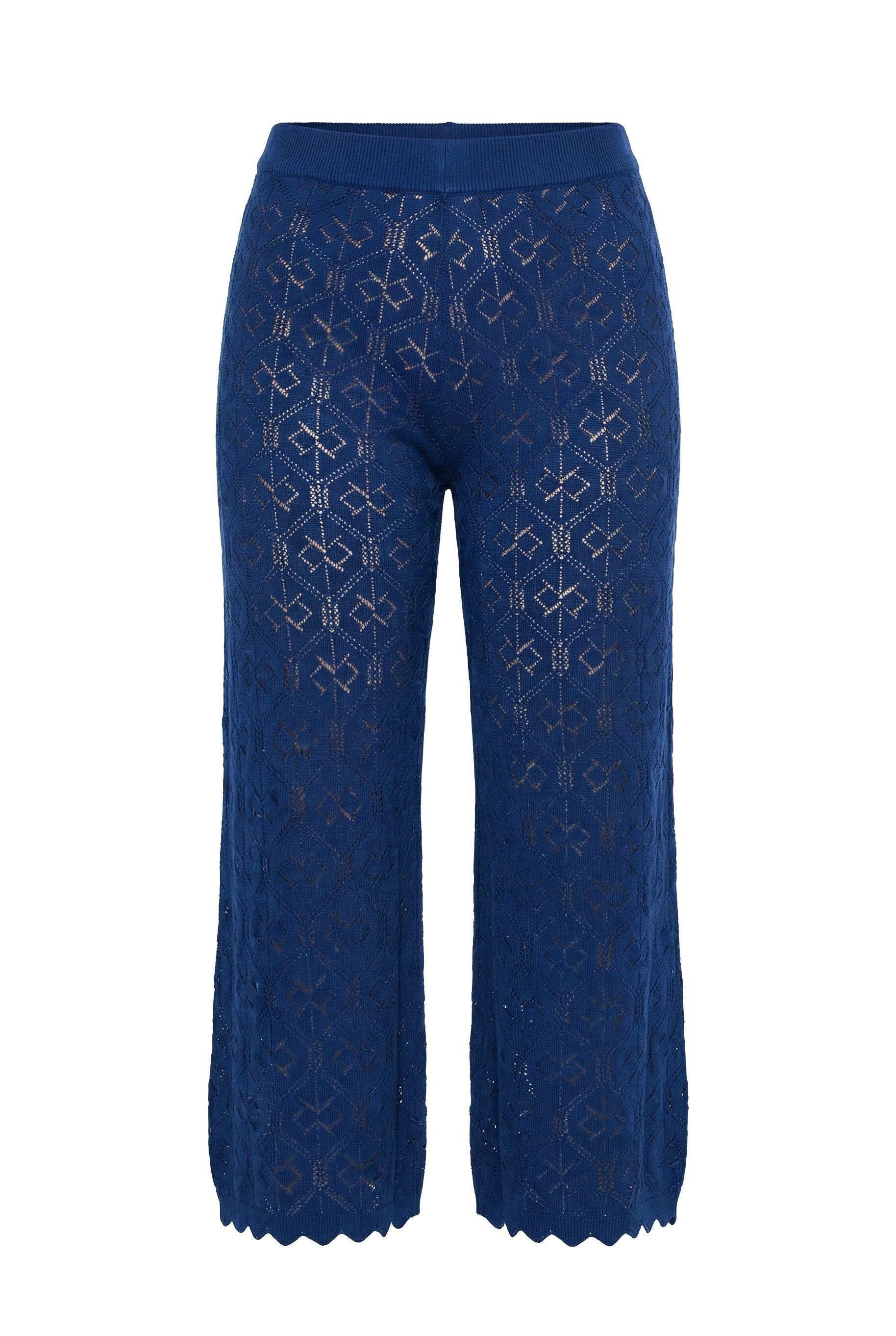 MIAMODA 7/8-Hose Culotte weites gerades Bein Ajour-Strick