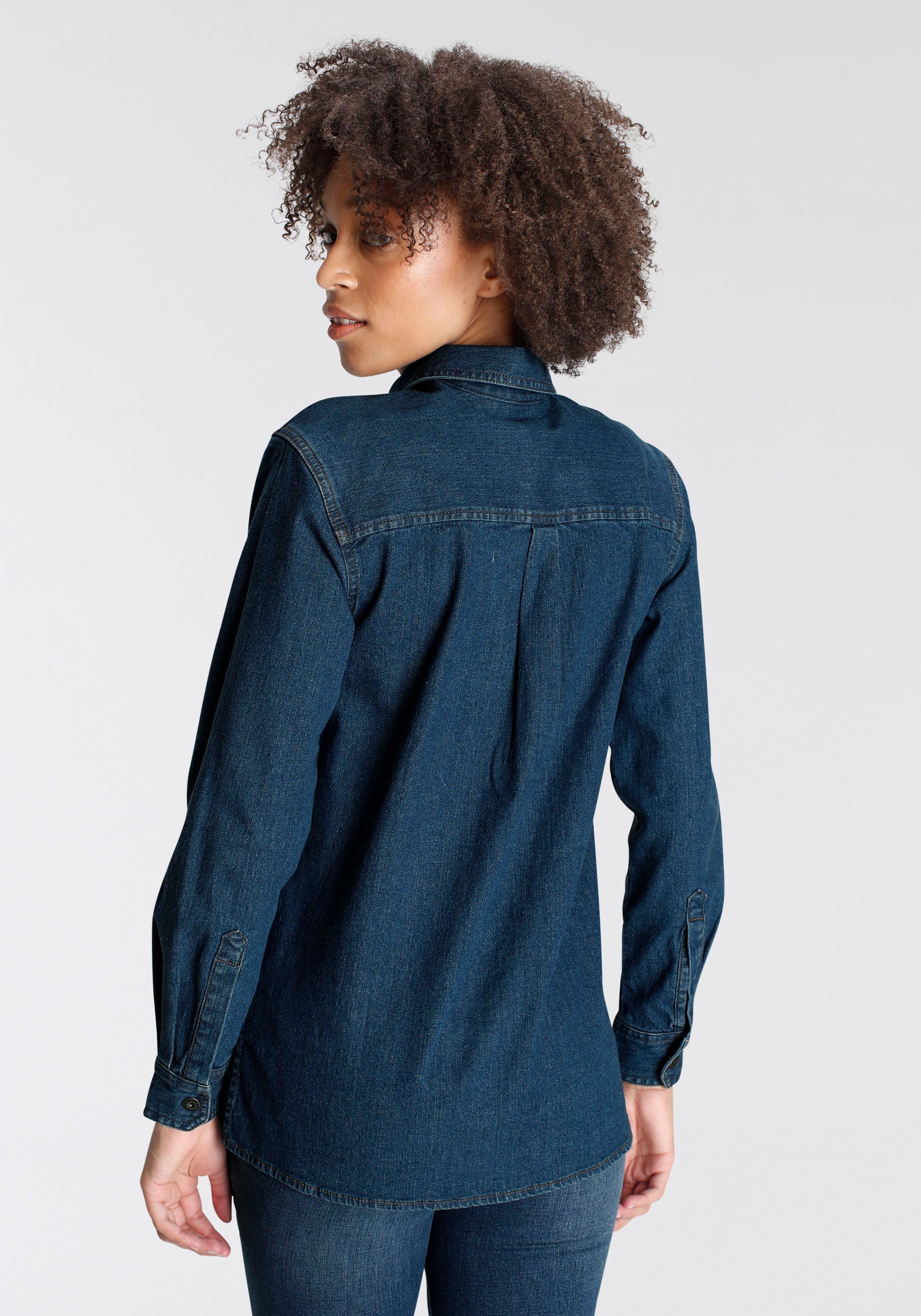 Hemdjacke Denim used geschnitten dark Jeansjacke Arizona - Shacket Weiter blue