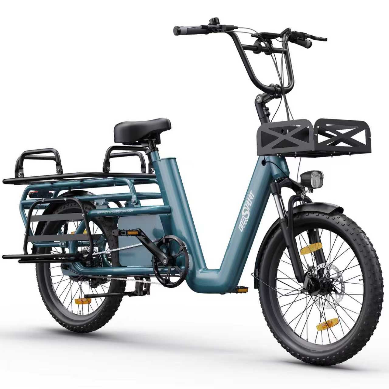 Onesport E-Bike Cityrad OT01 Cargo Damen u. Herren 250W, 48V, Geländereifen 20x2.6, Kettenschaltung, Heckmotor, 1296 Wh, elektrischen Bremshebel mit Scheibenbremesen, 20° Steigfähigkeit
