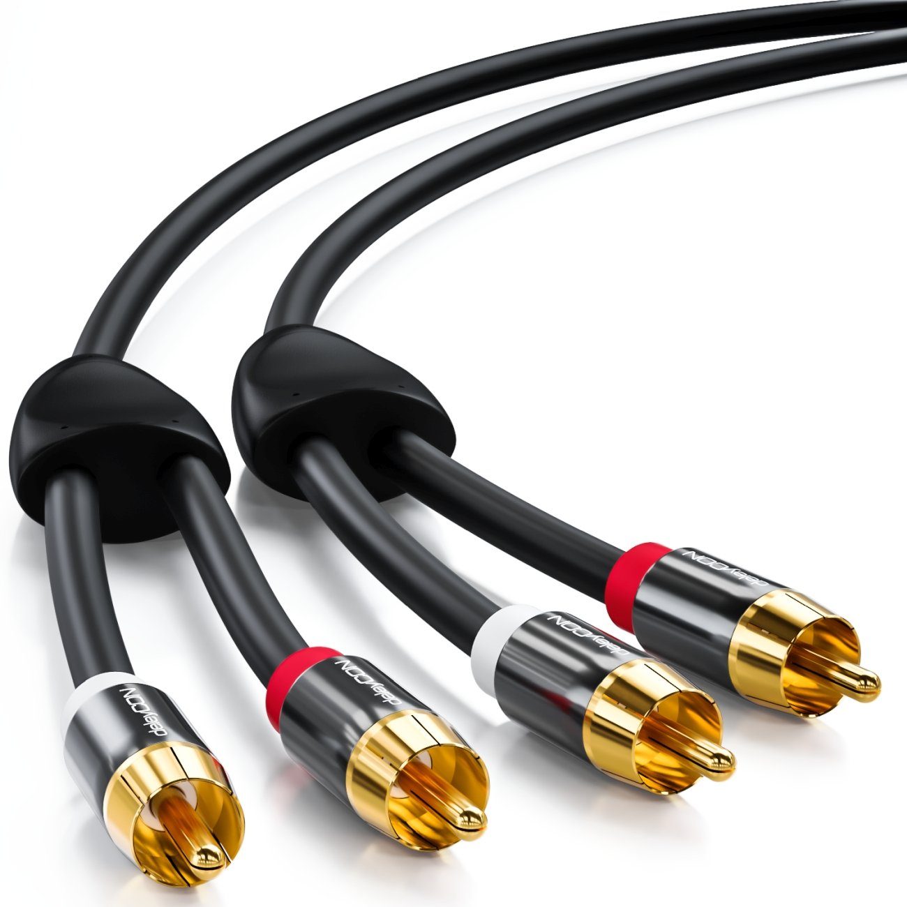 deleyCON deleyCON HQ Cinch Kabel [0,5m] - 2x RCA Cinch Stecker zu 2x RCA Cinch Audio- & Video-Kabel