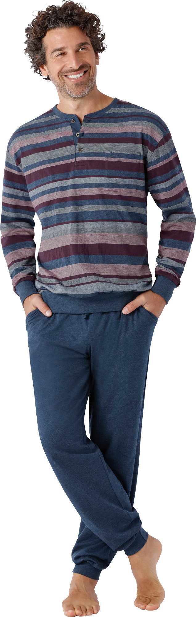 Hajo Pyjama Herren-Schlafanzug Single-Jersey Streifen
