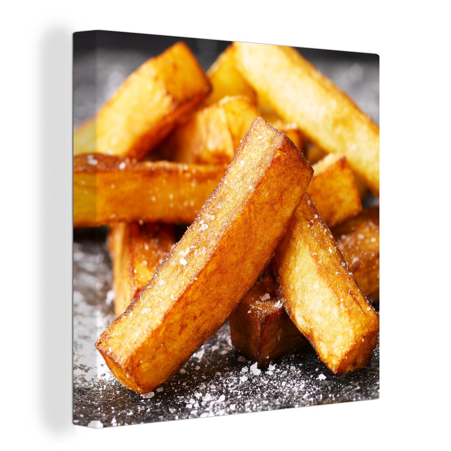 OneMillionCanvasses® Leinwandbild Pommes frites in Großaufnahme, Fotodruck (1 St), Wandbild, Deko Schlafzimmer Wohnzimmer Flur 20x20 cm