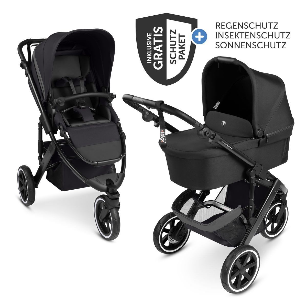 ABC Design Kombi-Kinderwagen Salsa 5 Run - Pure - Coal, 2in1 Kinderwagen Buggy mit Luftreifen, Babywanne, Sportsitz & Zubehör