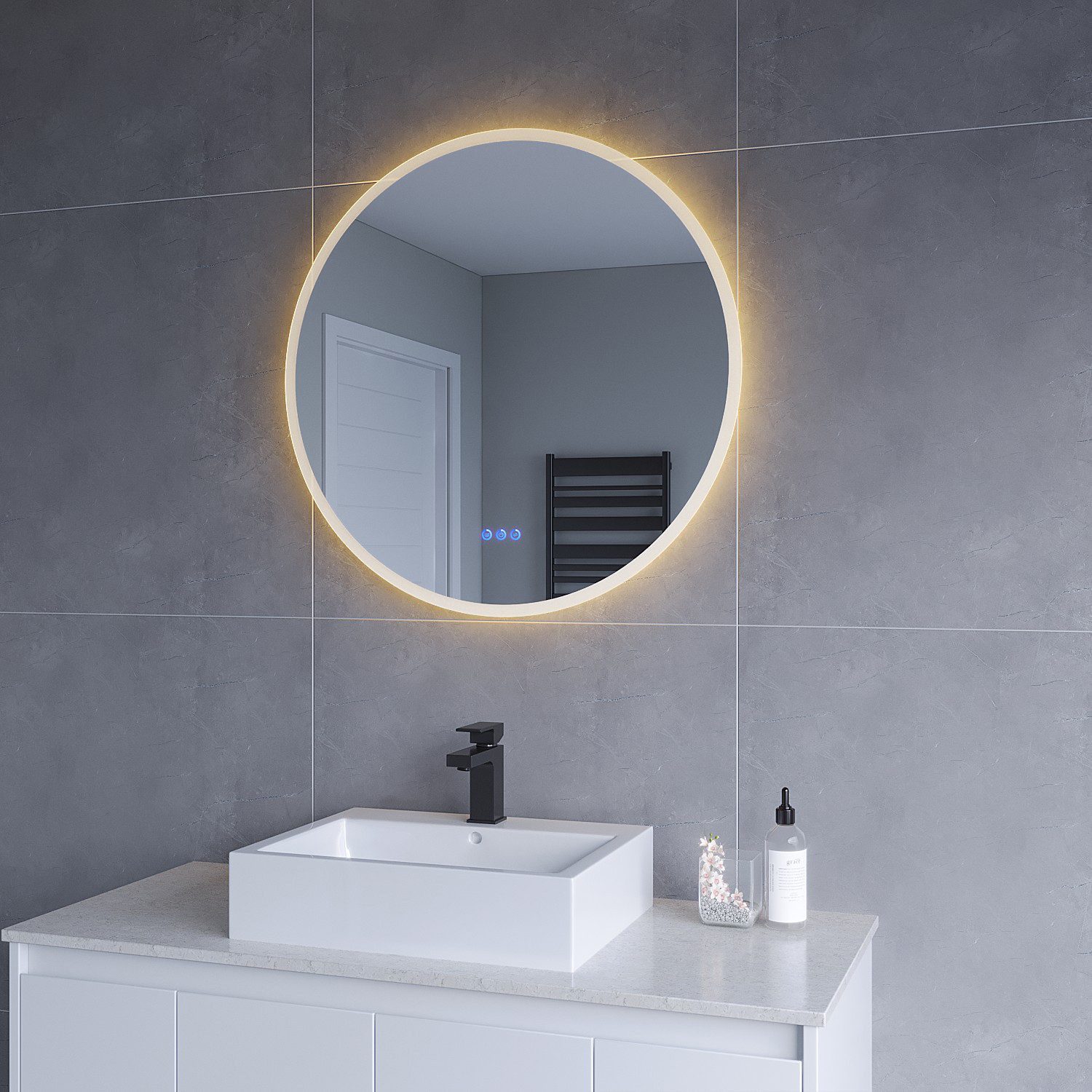 AQUABATOS LED-Lichtspiegel Badspiegel rund mit Beleuchtung günstig online kaufen