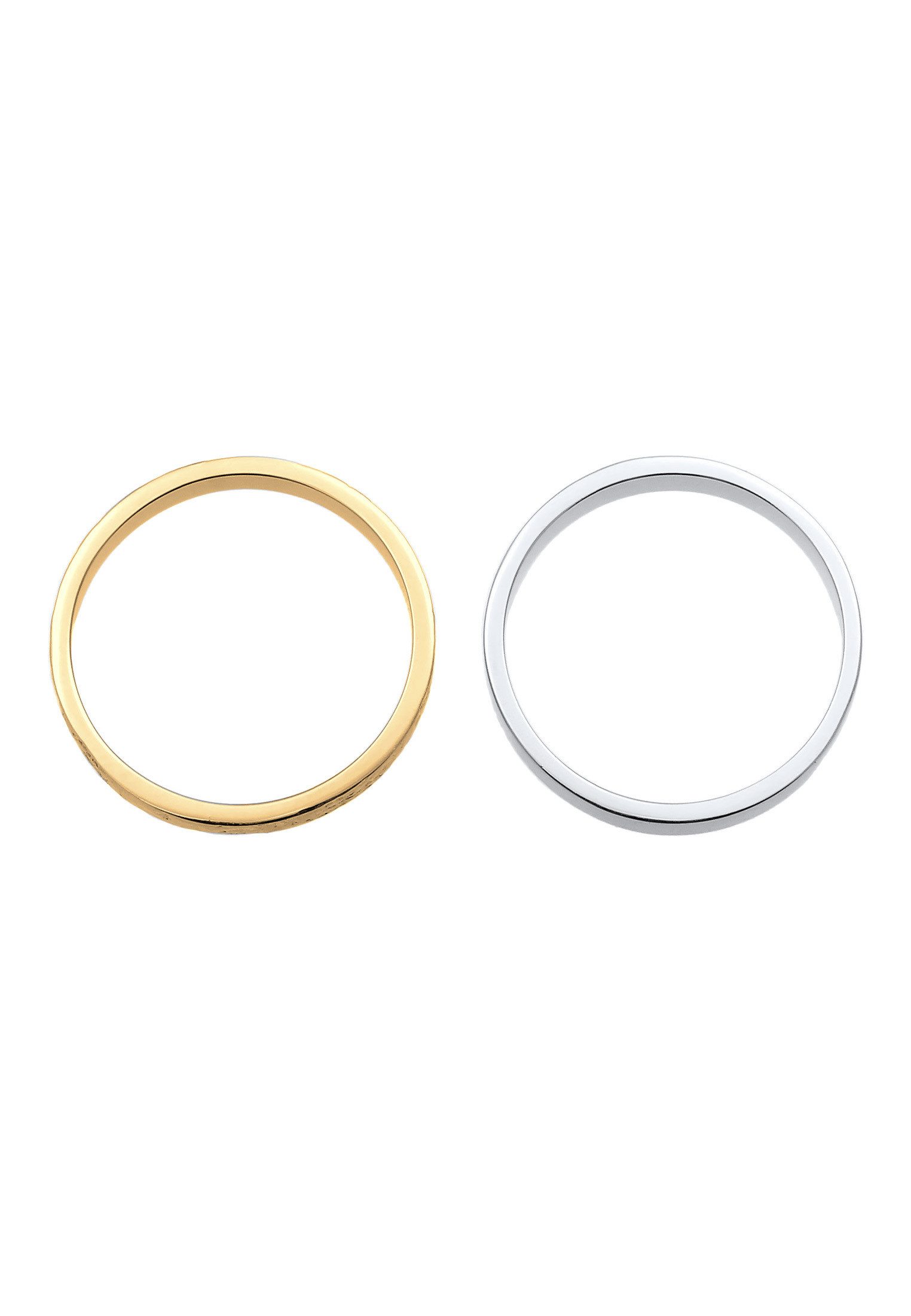 Elli Ring-Set Bandring Basic Gehämmert Schmuck Geschenk (Set 2-tlg) 925 Silber, Ring Set