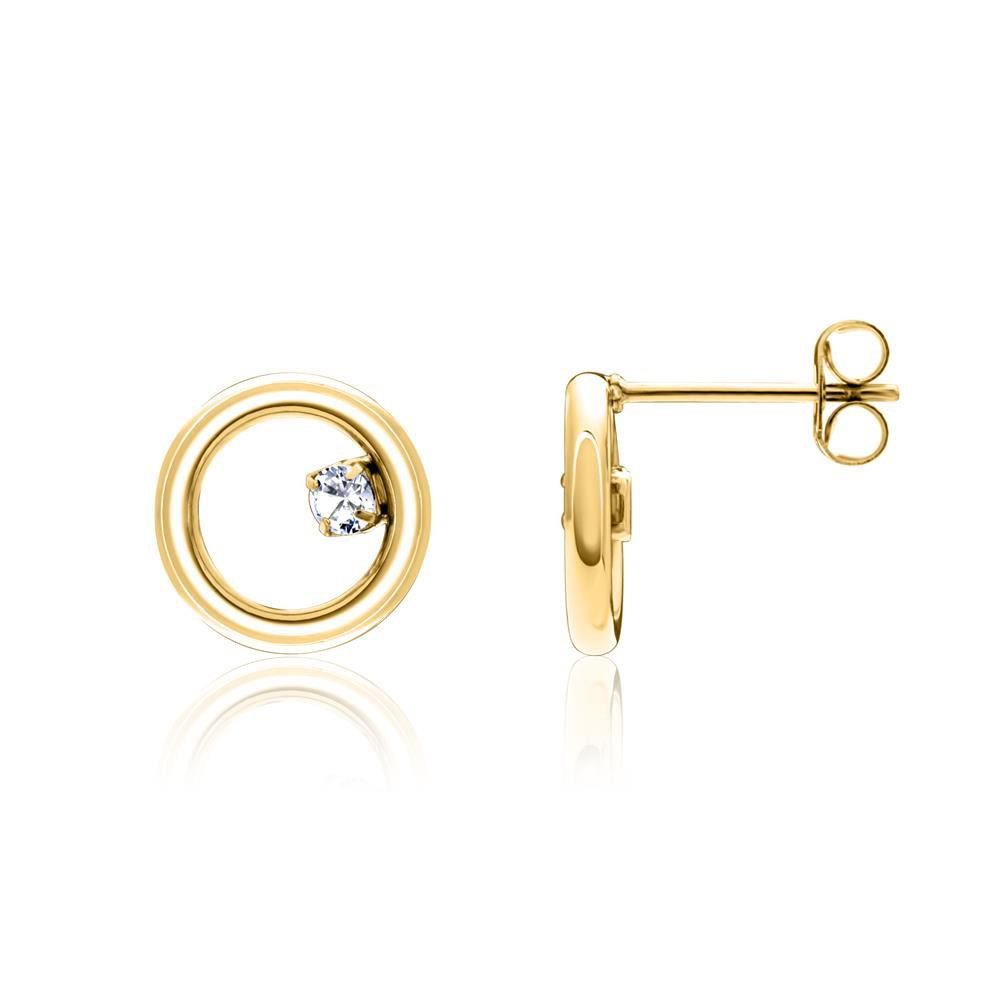 JEWLIX Paar Ohrstecker Schlicht in Gold mit rundem Schmuckelement und Zirko günstig online kaufen