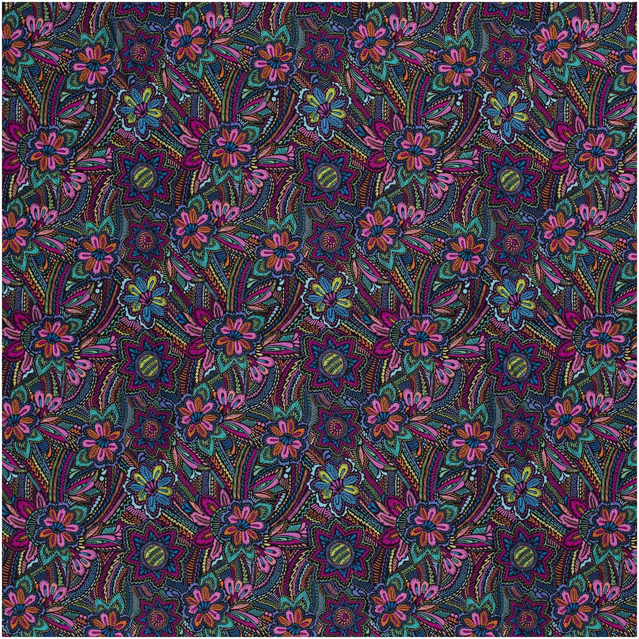 maDDma Stoff Softshell-Stoff mit Motiven Outdoorstoff ab 0,5m Meterware, Abstrakte Blumen bunt