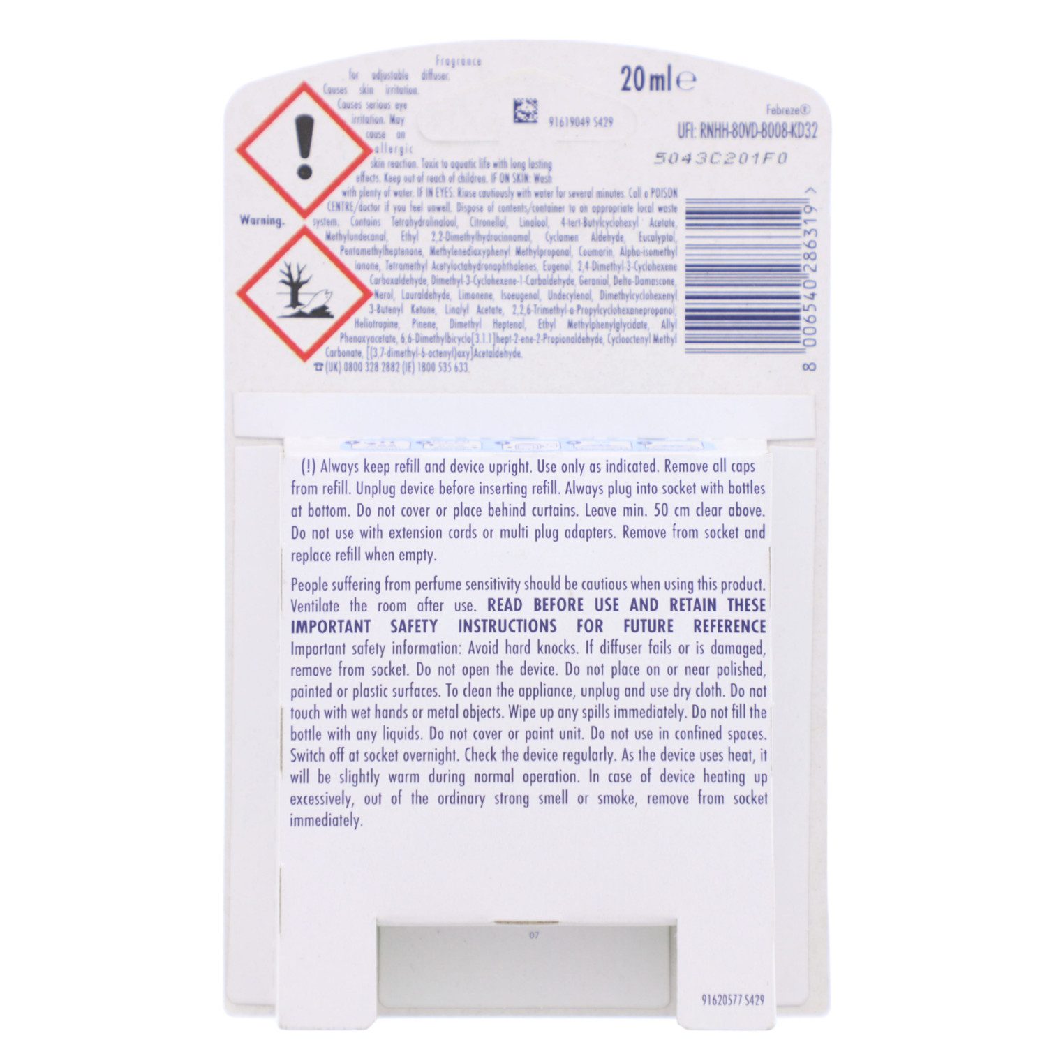 Febreze Raumduft-Nachfüllflasche 3 x Febreze Duftstecker Nachfüller Fresh Linen 90 Tage Frische je 20ml