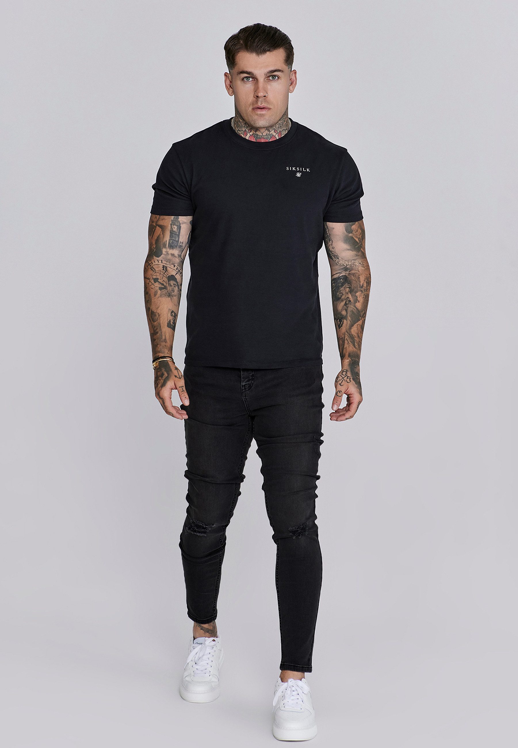 Siksilk Skinny-fit-Jeans SikSilk Herren Schwarze Distressed Skinny Jeans günstig online kaufen