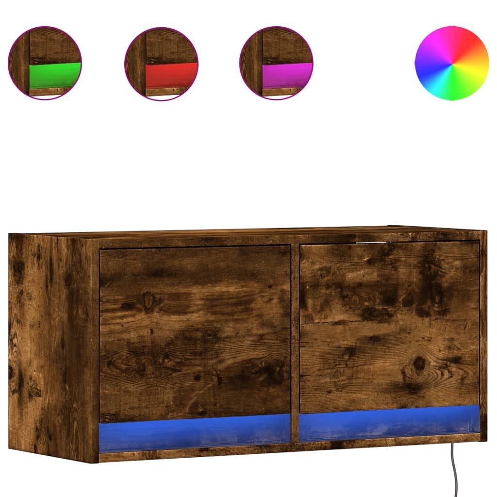 vidaXL TV-Wand TV-Wandschrank mit LED-Beleuchtung Räuchereiche günstig online kaufen