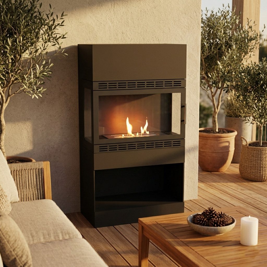 GLOW FIRE Echtfeuer-Dekokamin Lillesand Vision XL Outdoor Ethanolkamin, Kamin, 3h Brenndauer, Heizleistung bis 2KW