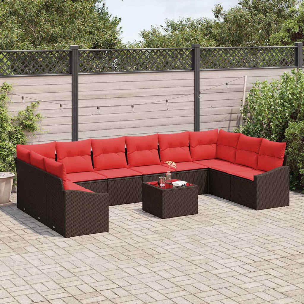 vidaXL Gartenlounge-Set Sofa Set 11 Stk. Braun [Synthetisch]: Poly Rattan, (11-tlg)