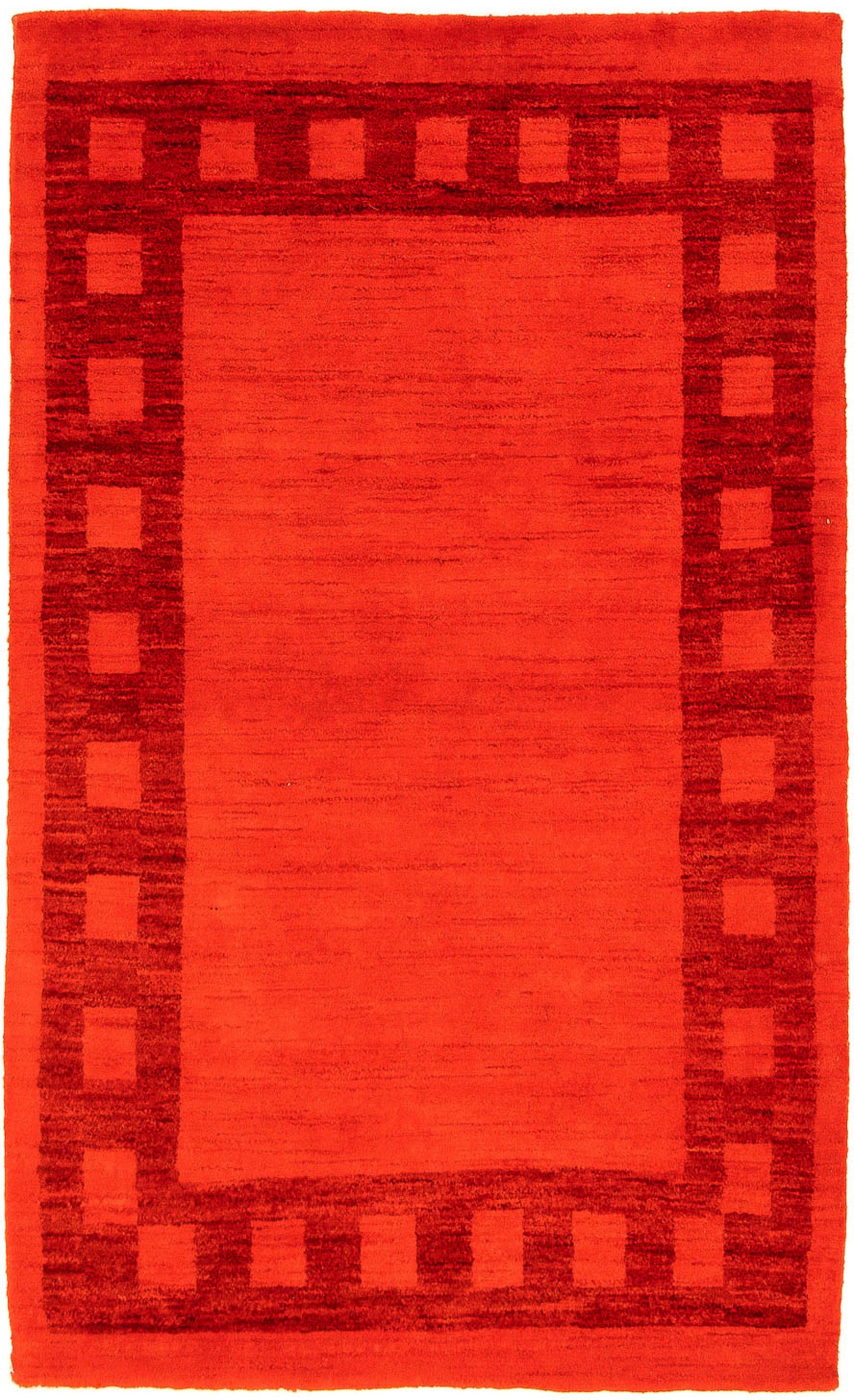 Höhe: cm Wohnzimmer, Zertifikat 156 rot, - 98 mm, Gabbeh morgenland, Indus x - mit Wollteppich - Einzelstück rechteckig, Handgeknüpft, 18
