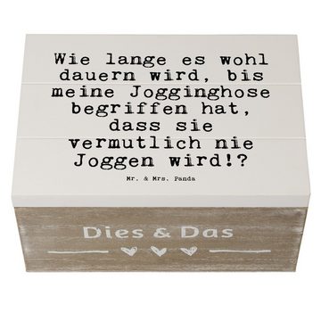 Mr. & Mrs. Panda Dekokiste Wie lange es wohl... - Weiß - Geschenk, Spruch, Hose, Spruch Sprüche (1 St)