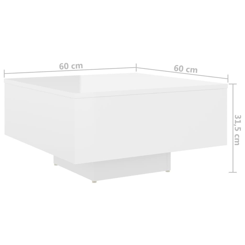 Couchtisch 60x60x31,5 Spanplatte cm Hochglanz-Weiß furnicato