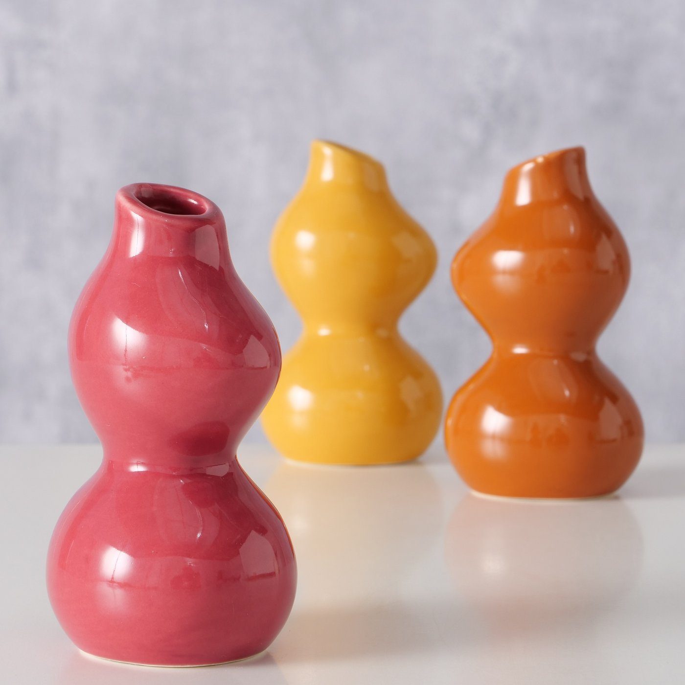 H11 gelb/orange/rot Vase Keramik Dekovase cm, "Caitlin" BOLTZE in Set aus 3er