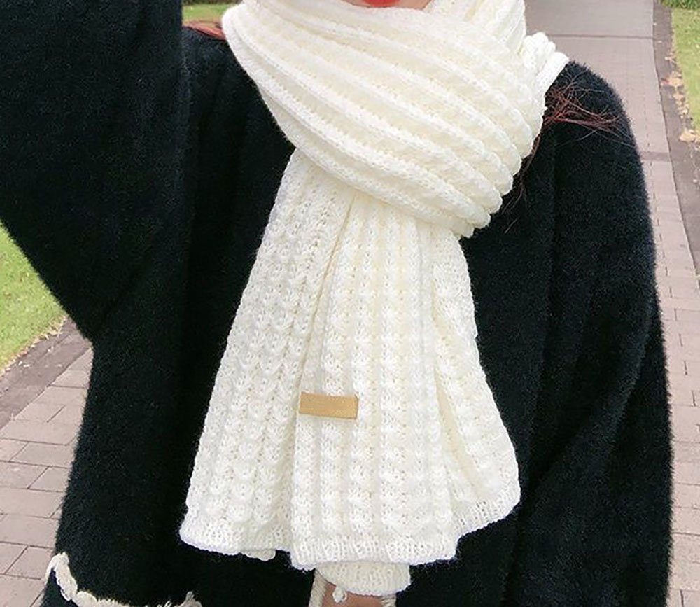 Foulard Herbst- warmer * Freizeitschal verdickter weißer, Schal, Winter-Strickschal L.Ru 30 vielseitiger 200 warmer, cm für Damen, und UG