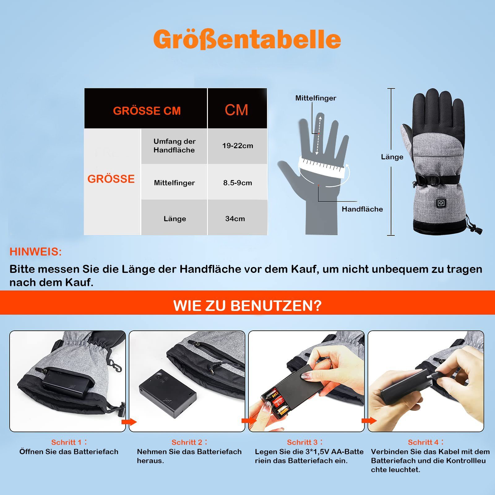 Sunicol Herren Warme, Elektrische, Frauen Handschuhe, Beheizte Winddicht, Ski, Wasserdicht Batterie Motorrad, Grau Thermohandschuhe, Skihandschuhe Winter