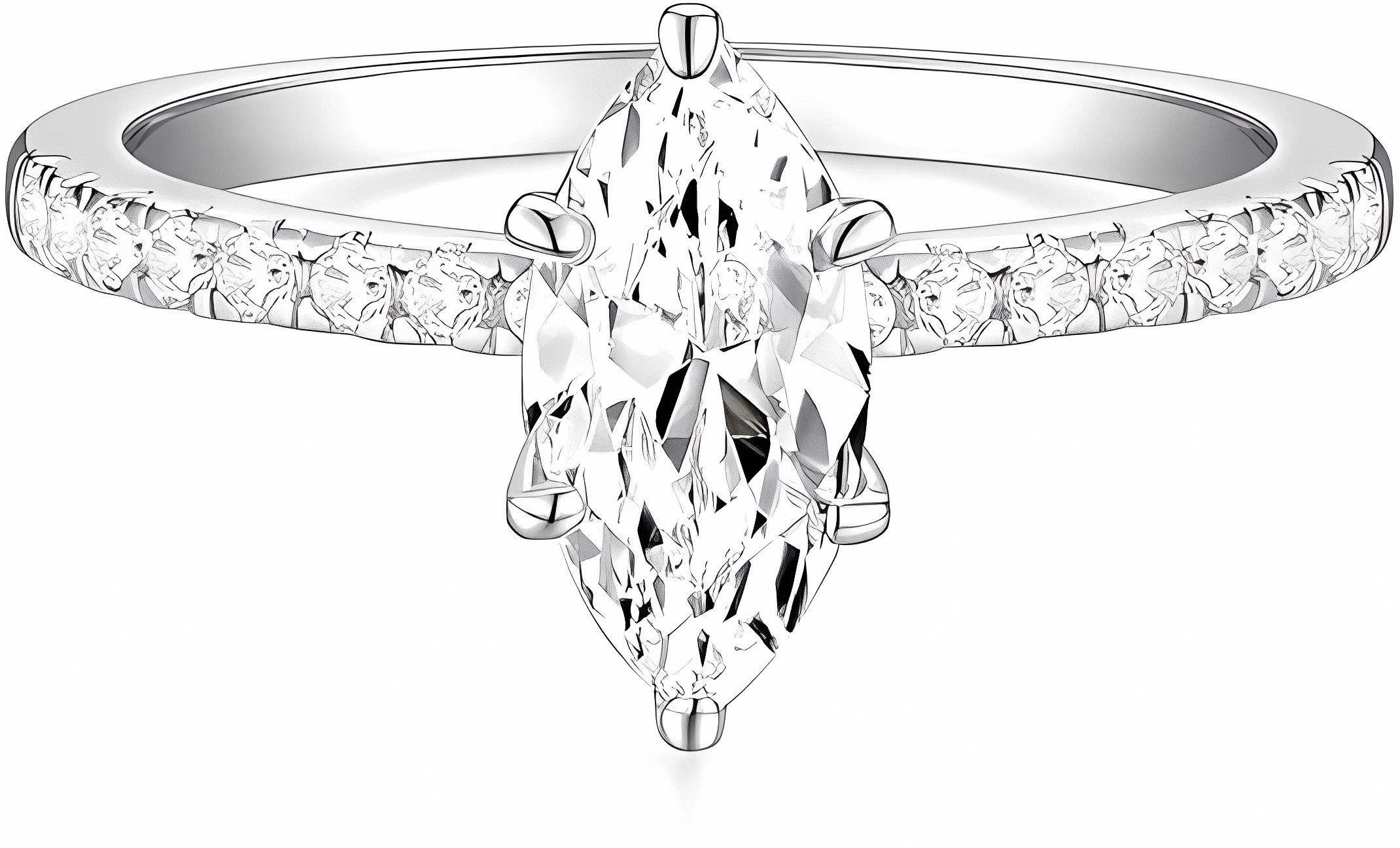 Jumpeak Verlobungsring 14 KaratGold, 1ct Diamant im Marquise-Schliff, Labordiamant, D VS1 2ex, Mit IGI-Zertifikat, Jubiläumsring, Geschenk für ein Mädchen