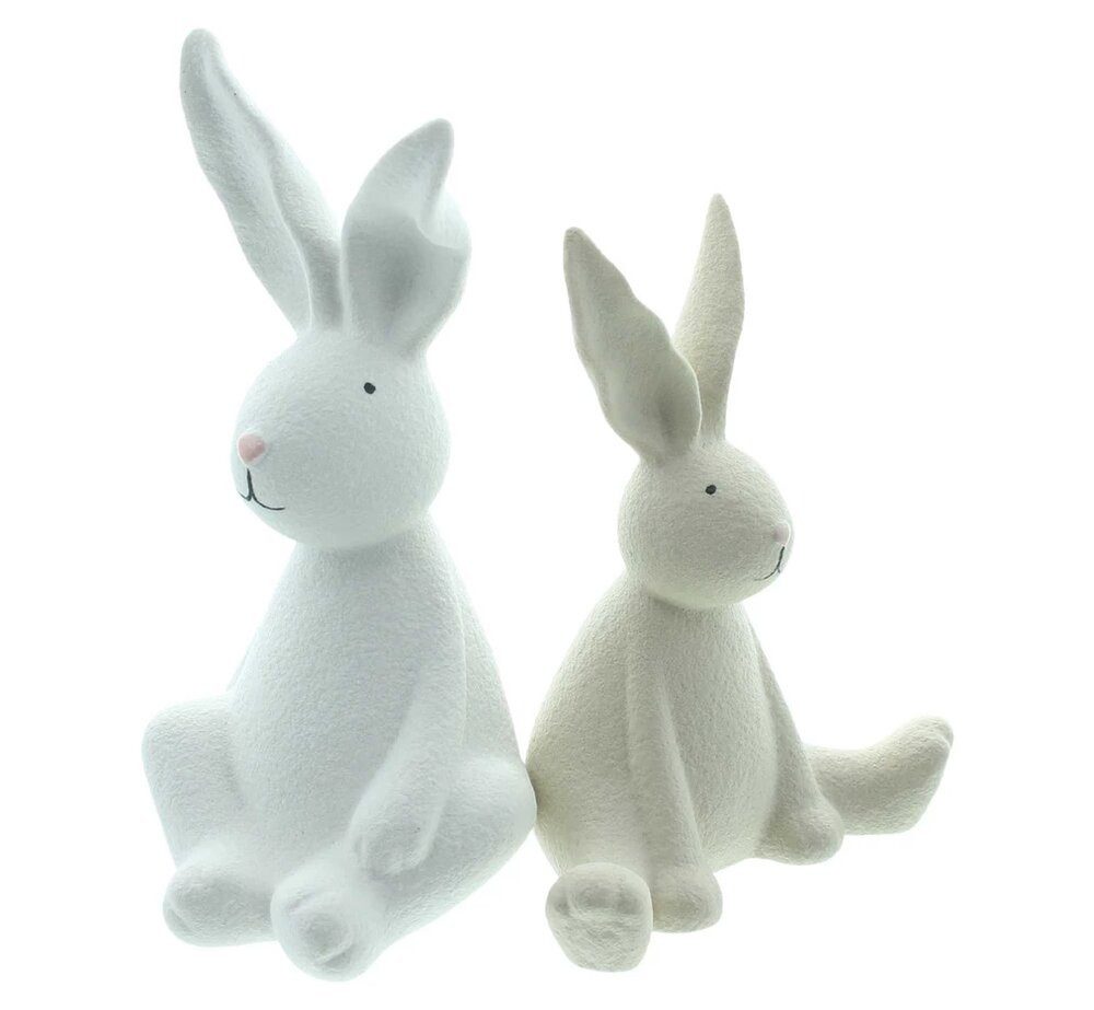 Home-trends24.de Osterfigur Osterhase Hase Deko Figur Modern Ostern Weiß Beige 2er Set (2 St)