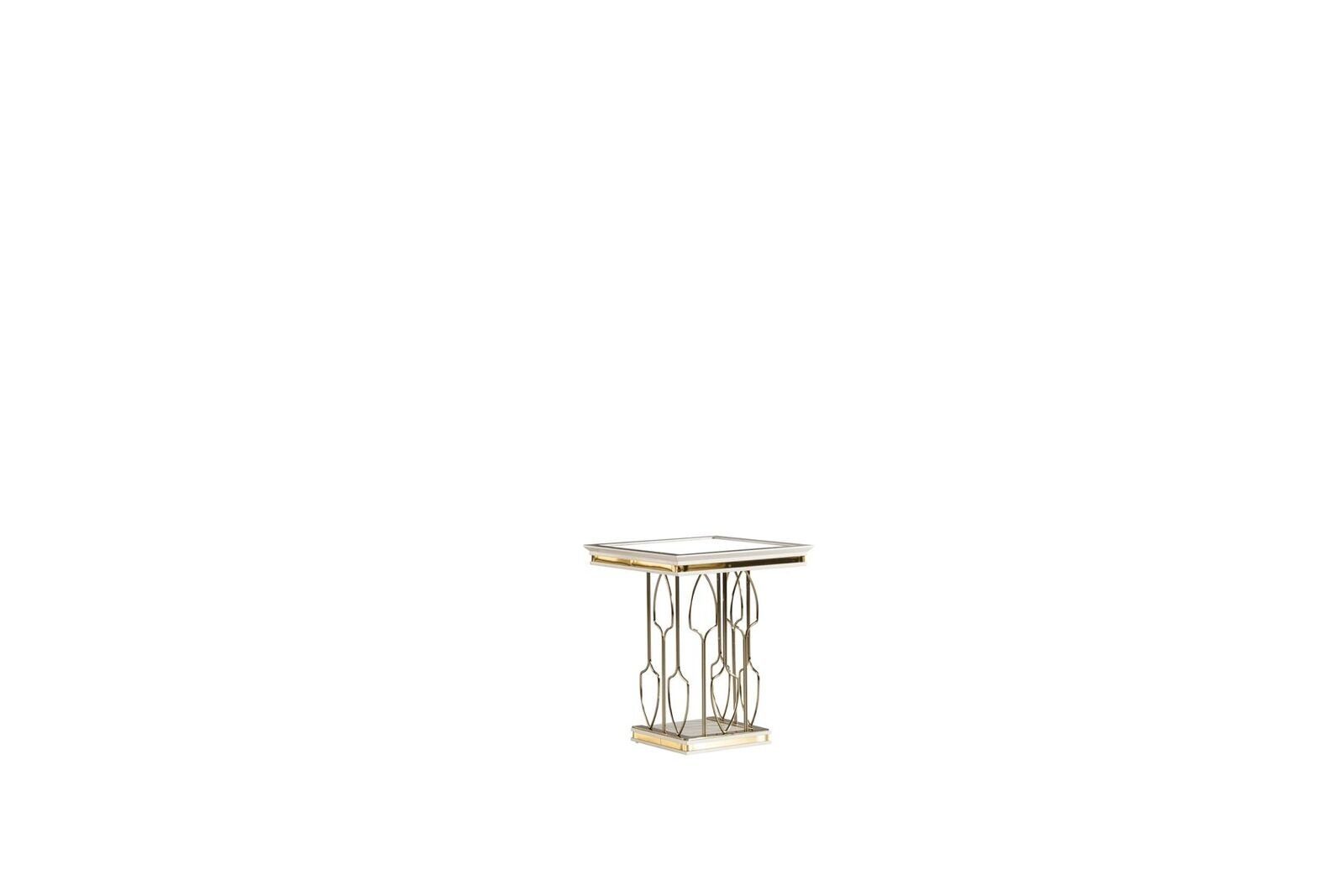 JVmoebel Beistelltisch Beistelltisch Weiß Couchtisch Luxus Wohnzimmer Metall Möbel Elegantes