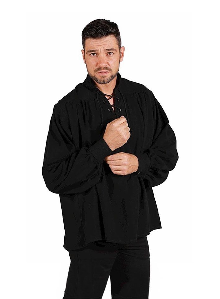 thetru T-Shirt Schnürhemd schwarz Mittelalter- und Renaissance-Hemd mmit Ko günstig online kaufen