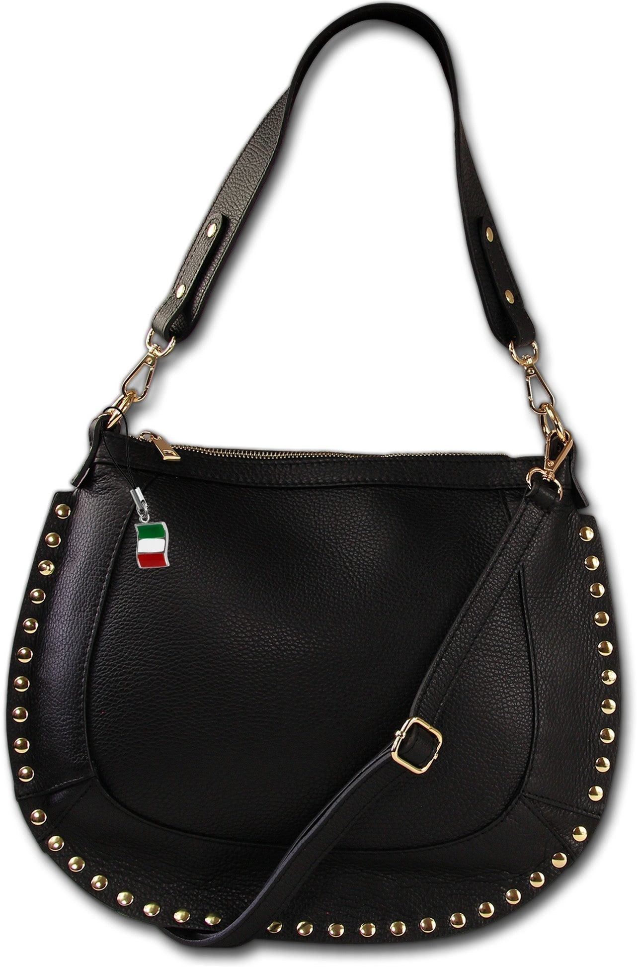 FLORENCE Umhängetasche Florence Umhängetasche Damen (Schultertasche, Umhängetasche), Damen Schultertasche, Umhängetasche Leder, schwarz, Größe ca. 36cm