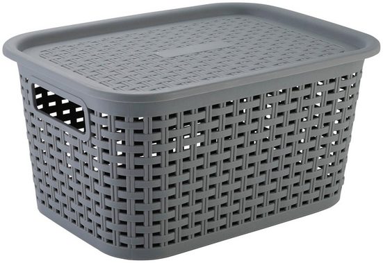 axentia Aufbewahrungskorb »Korb aus Kunststoff, mittel«, mit Deckel