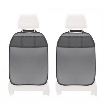 L & P Car Design Auto-Rückenlehnentasche Rückenlehnenschutz Sitzschoner Kunstleder in grau Kinder (2 Stück), mit 3 Taschen