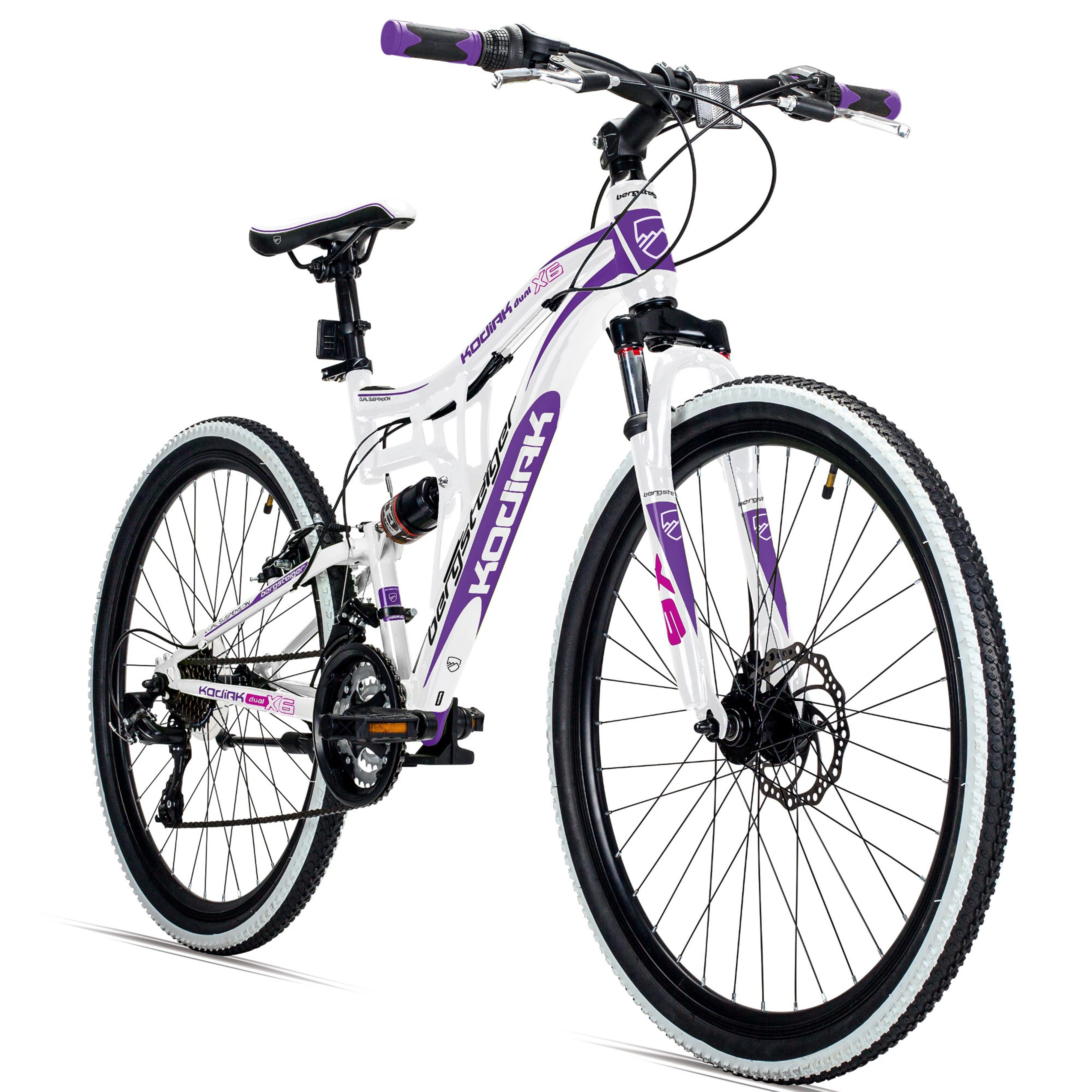 bergsteiger Mountainbike Kodiak 26, 29 Zoll Mountainbike, geeignet ab 150 cm, Damen, Herren, 21 Gang Shimano Tourney RD-TY300 Schaltwerk, Kettenschaltung, V-Bremse & Scheibenbremse