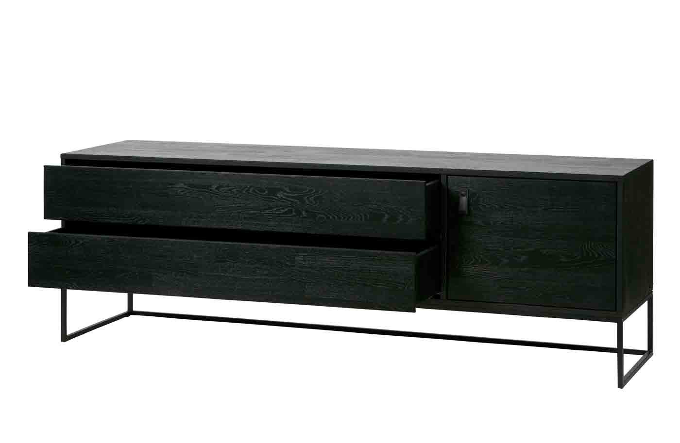 WOOOD TV-Board Silas aus Eschenholz, Schwarz