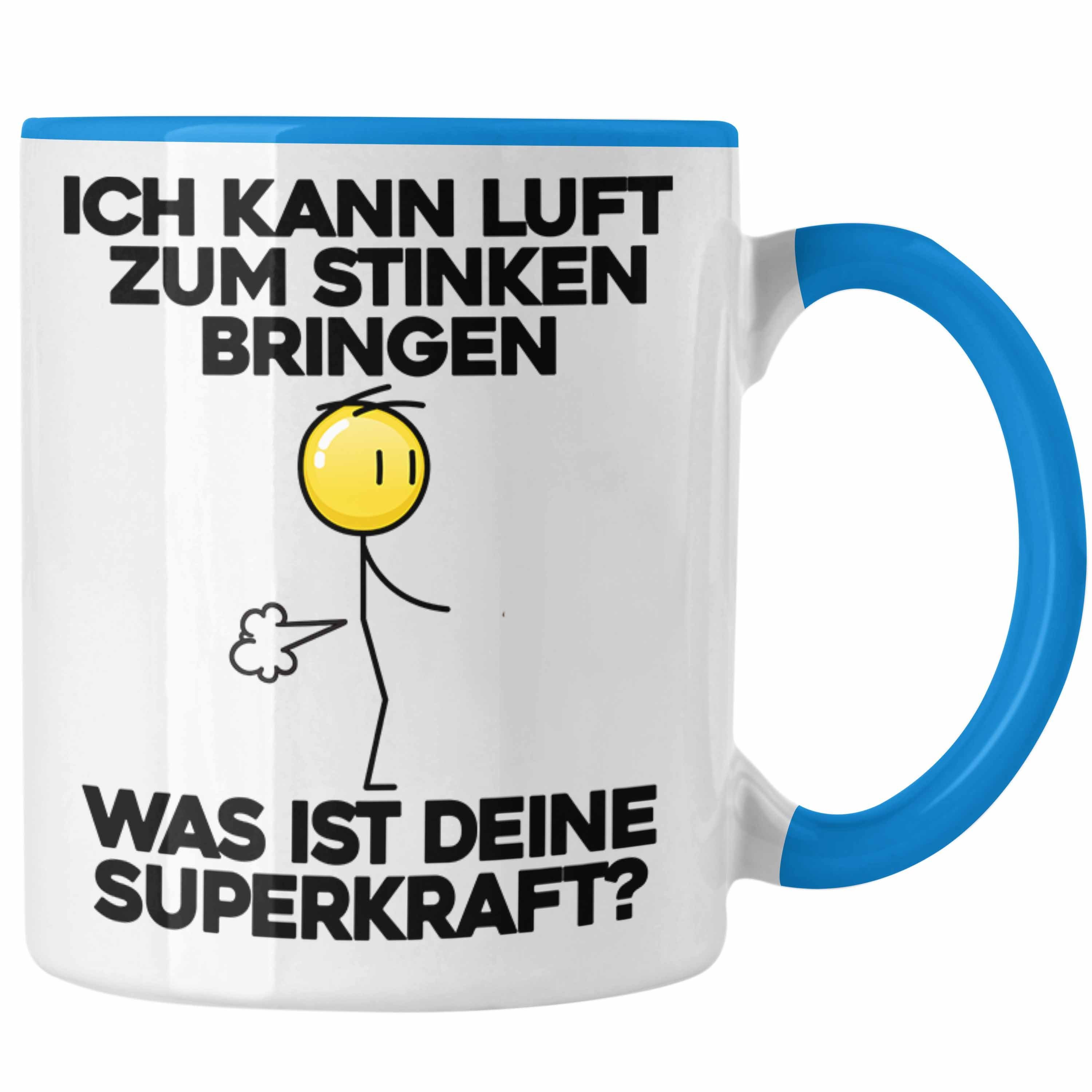 Trendation Tasse Furz Tasse Geschenk Vater Papa Freund Lustiger Spruch Furzen Pupsen Mä Blau