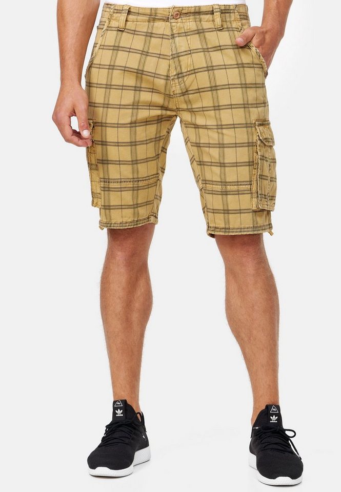 INDICODE Cargoshorts Herren Monroe Cargo Cargo Shorts Herrenshorts mit 6 Taschen inkl. Gürtel