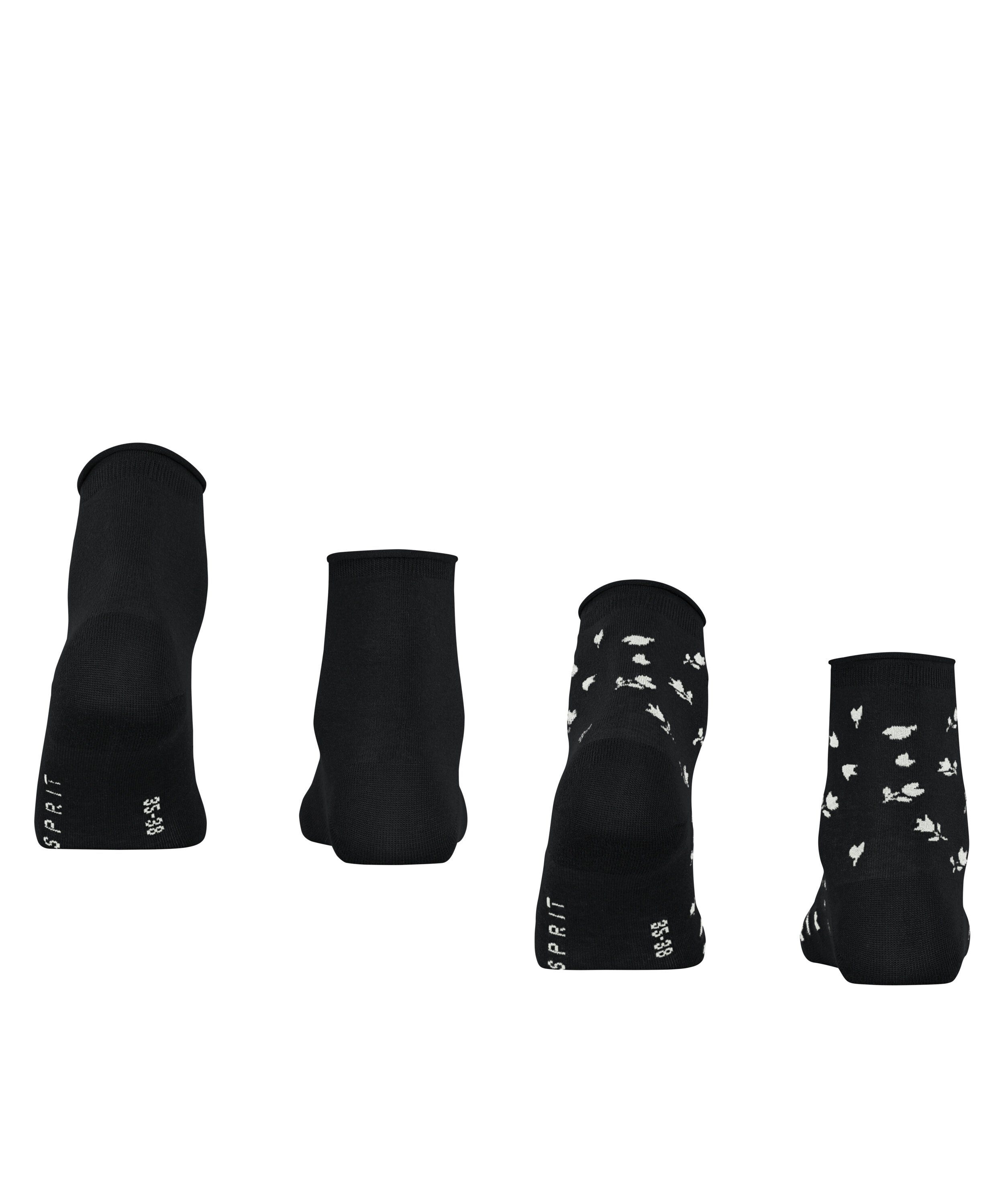 Esprit Socken (2-Paar) (3000) 2-Pack Mini black Flower