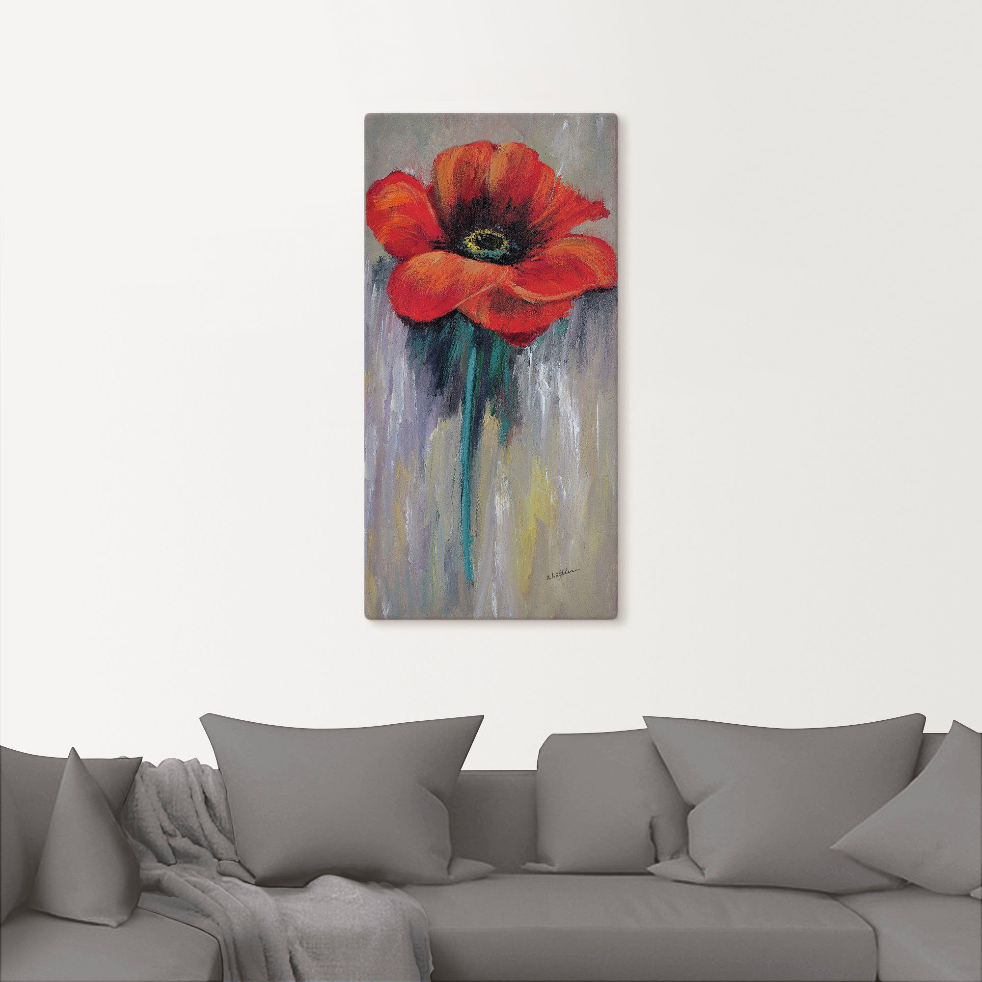 Artland Leinwandbild Roter Mohn II, Blumen (1 St), auf Holzrahmen gespannt