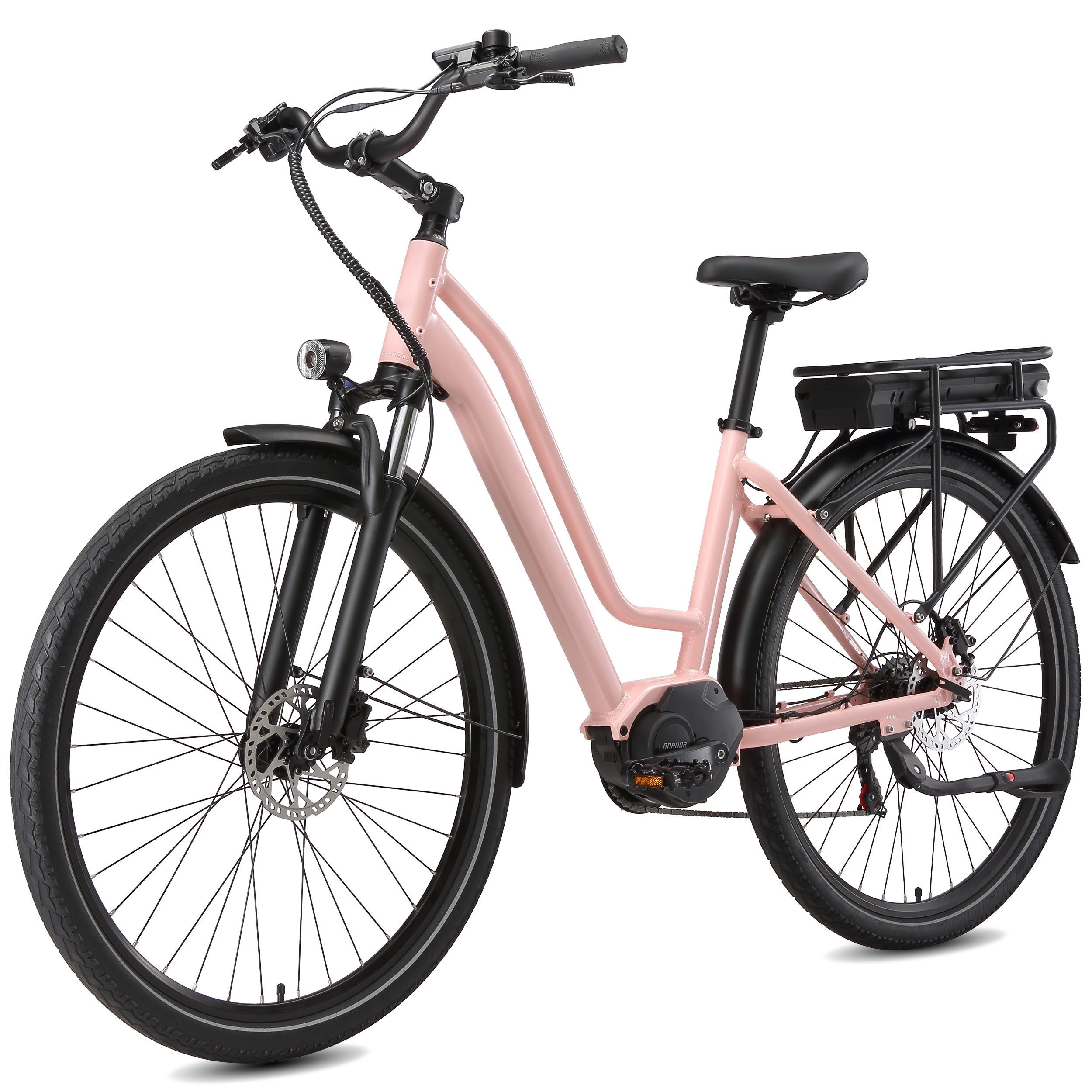 Vankel E-Bike Mittelmotor 28 Zoll Cityrad E-Fahrrad Damen u. Herren Pedelec 460Wh, Kettenschaltung, Mittelmotor, 460,8 Wh, (Beleuchtungsset mit Batterieladegerät, Batterieschlüssel, Werkzeug), Pendler mit Drehmomentsensor, Shimano 7-Gang & Lockout-Federgabel