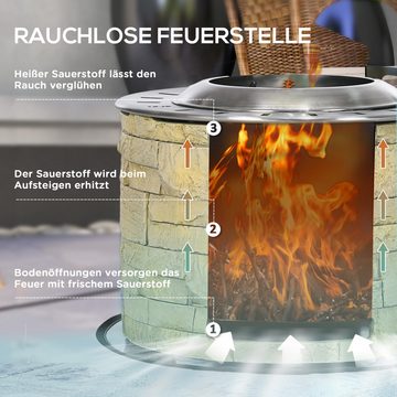 Outsunny Tischfeuer Feuerschale mit Bodenschutzmatte (Feuerkorb, 1-St., Feuerstelle), für Garten, Camping, Terrasse, Stahl, MgO, Gelb