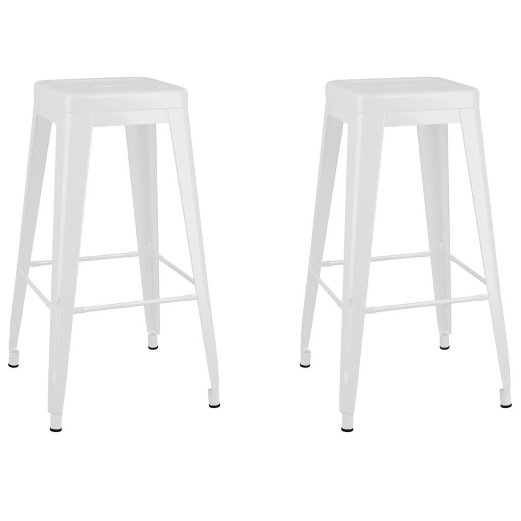 Barhocker Barhocker Stapelbar 2 Stk. Weiß Metall