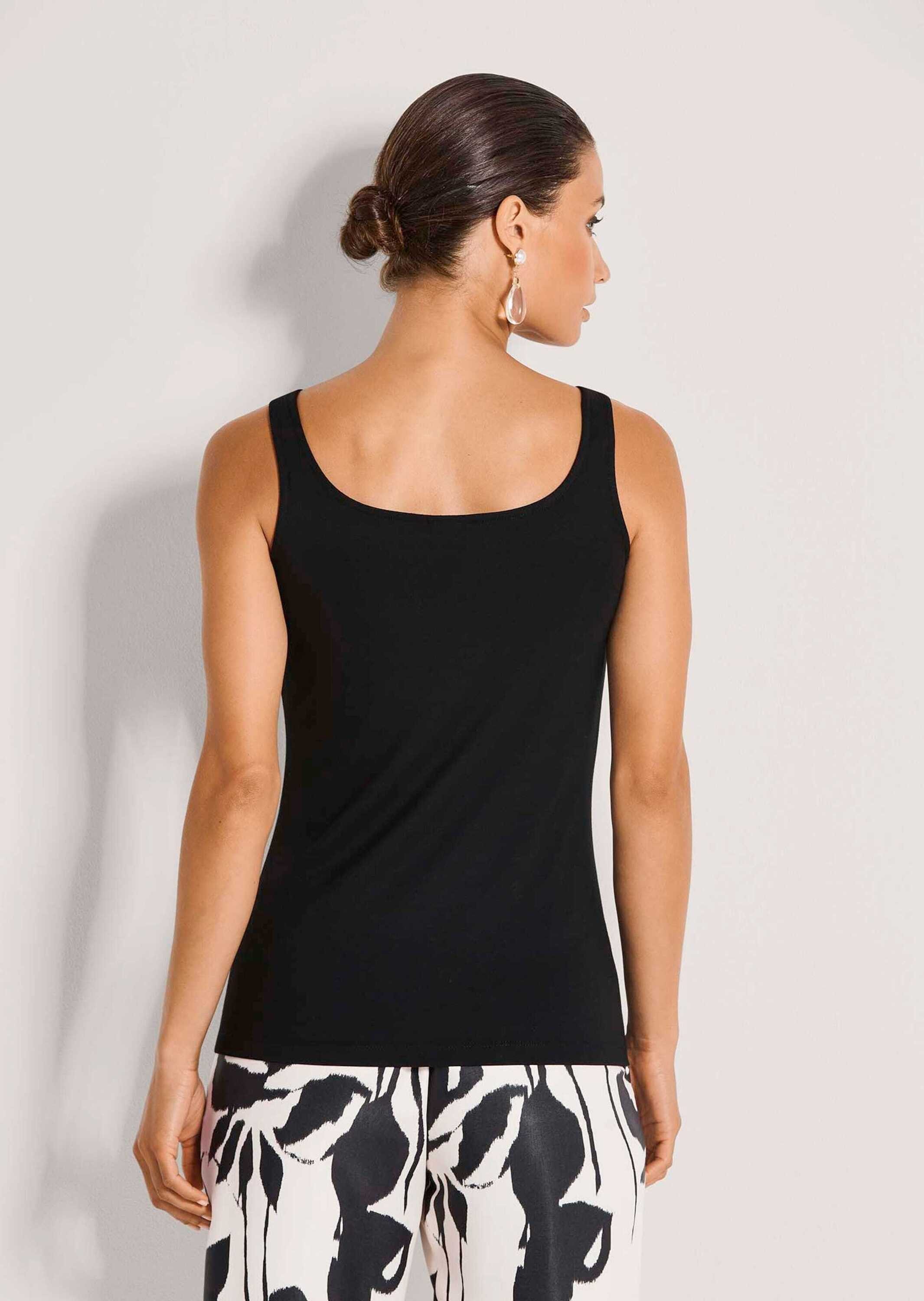 MADELEINE Shirttop Glamouröses Tanktop mit Steinen, Viskose-Jersey Rundhals Shirt ohne Arm, mit Glitzersteinen