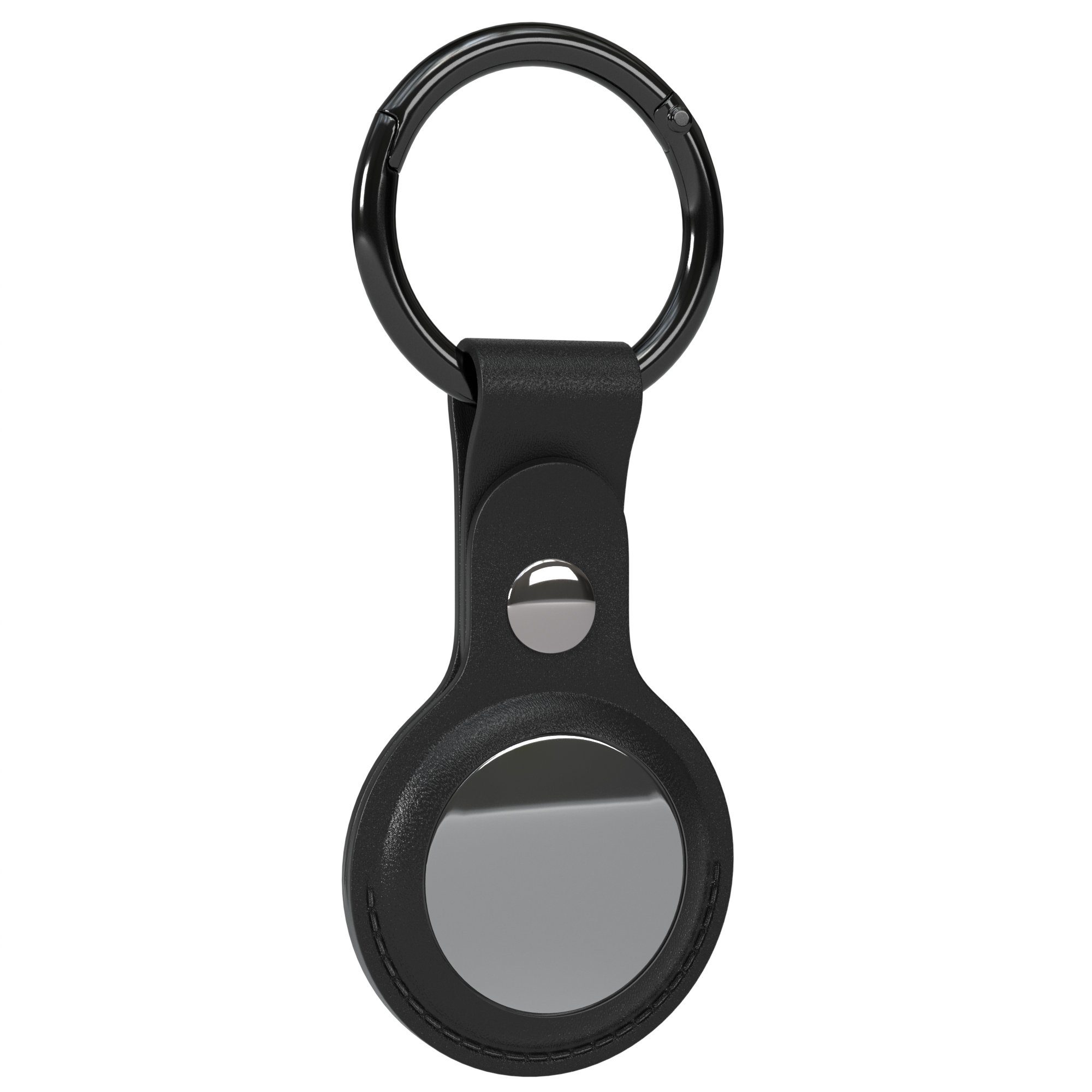 EAZY CASE Schlüsselanhänger Anhänger kompatibel Tracker Schutzhülle Airtags GPS Hülle mit Apple AirTag, Schwarz Kunstleder Schlüsselbund