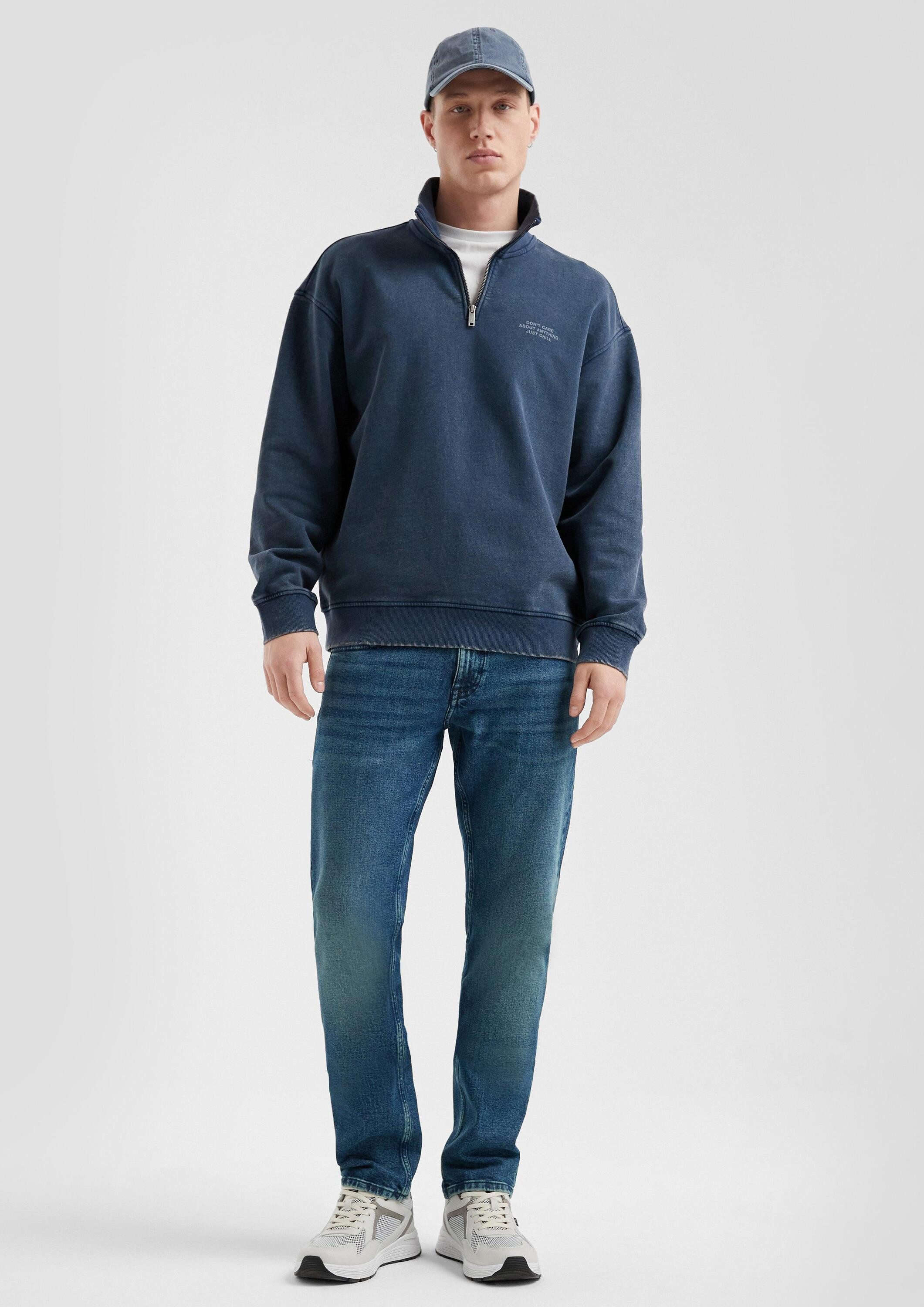 QS Sweatjacke Sweatshirt Gewaschener Sweat-Troyer mit Brustprint
