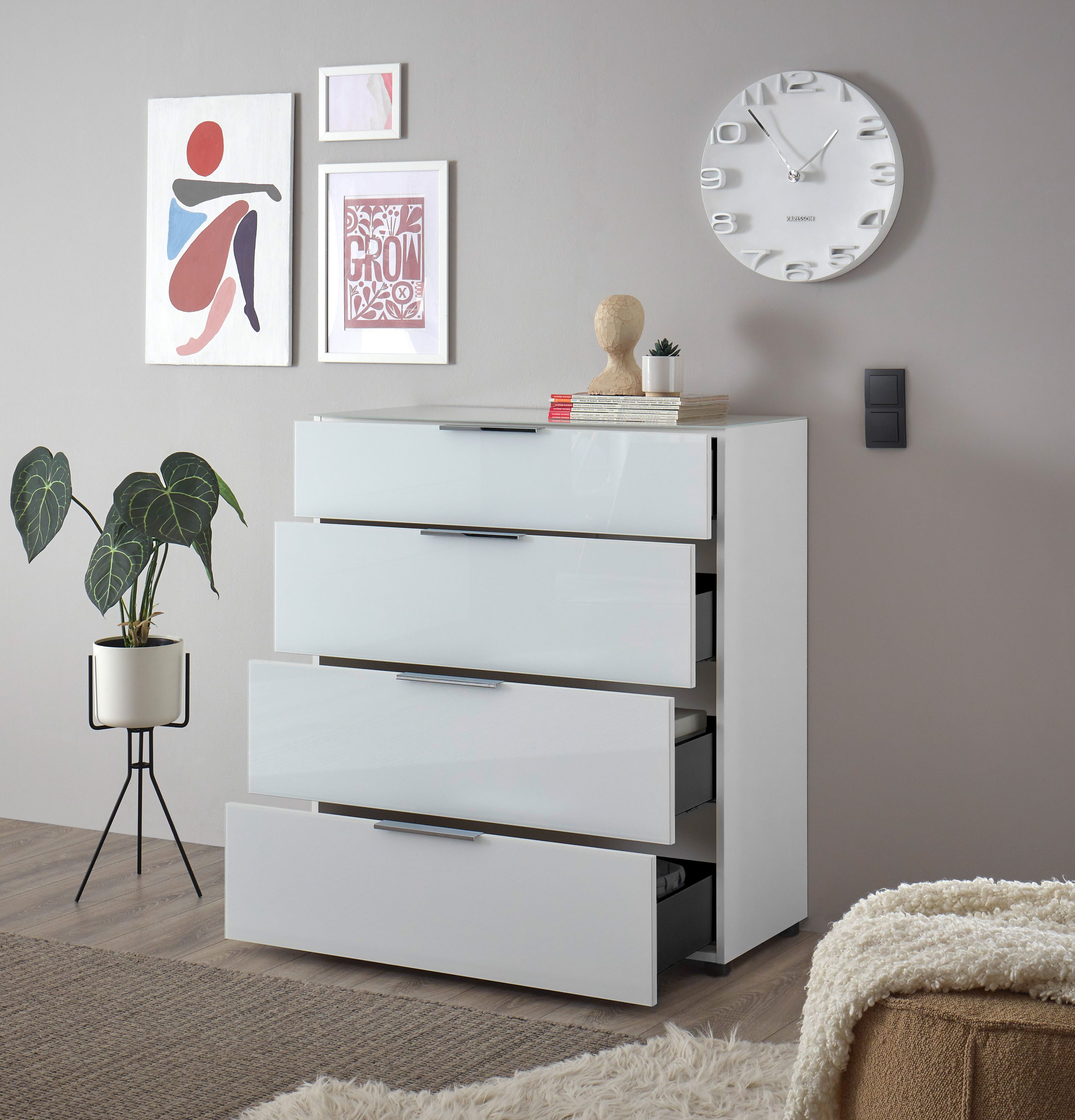 Kommode Santorin Mehrzweckschrank mit Schubkästen, BxHxT 90x99x40 cm