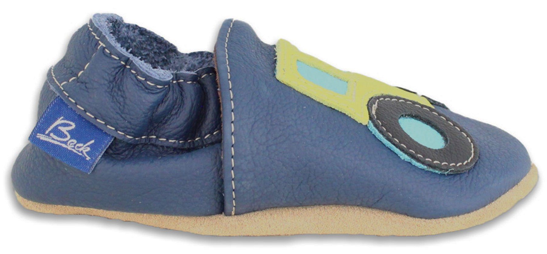 Beck Krabbelschuh Trecker Krabbelschuh (weiche, leichte, flexible Schuhe, für die allerersten Schritte) seitliche Gummizüge, weiches chromfrei gegerbtes Leder