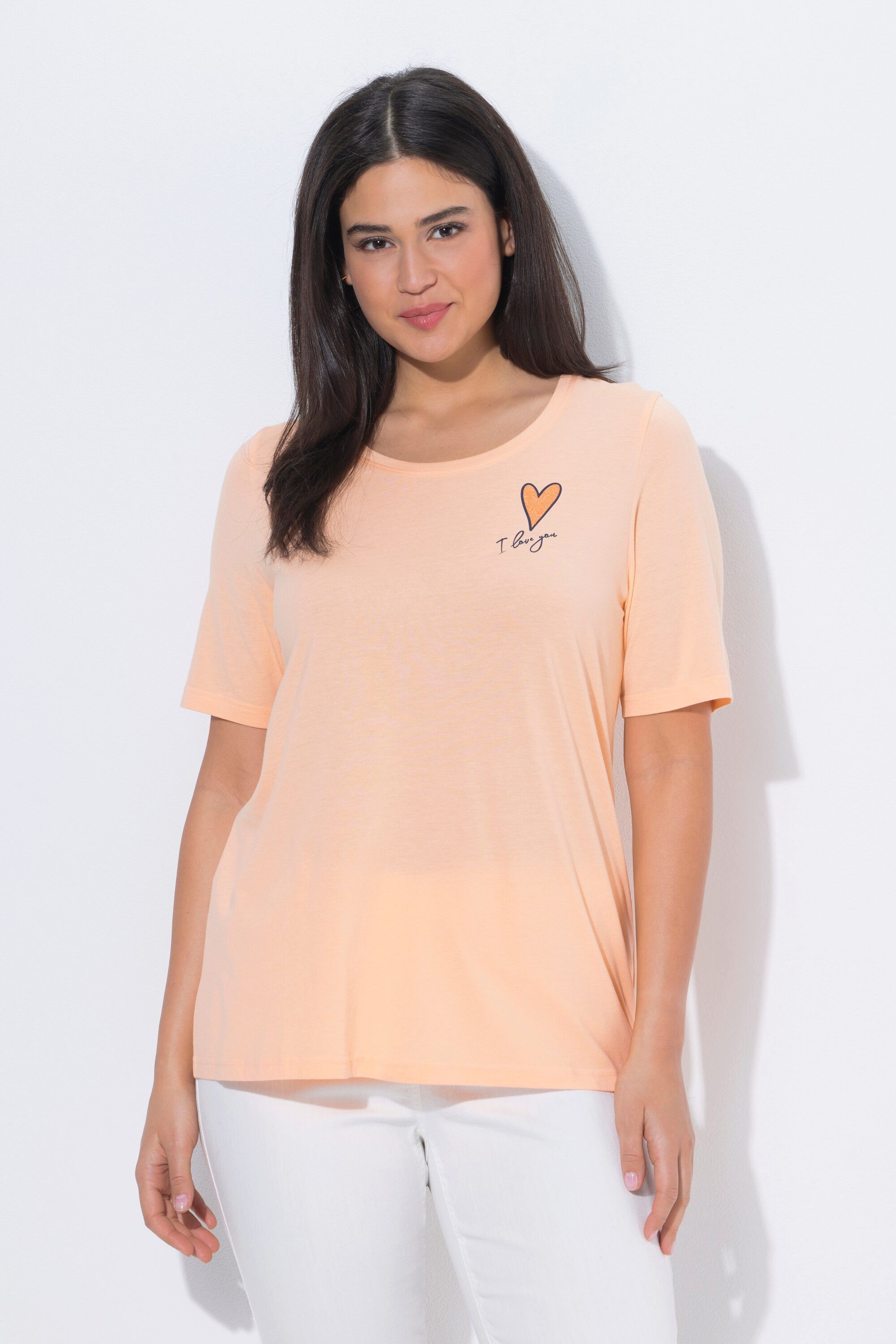 Ulla Popken T-Shirt T-Shirt Herz Classic Rundhals Halbarm günstig online kaufen