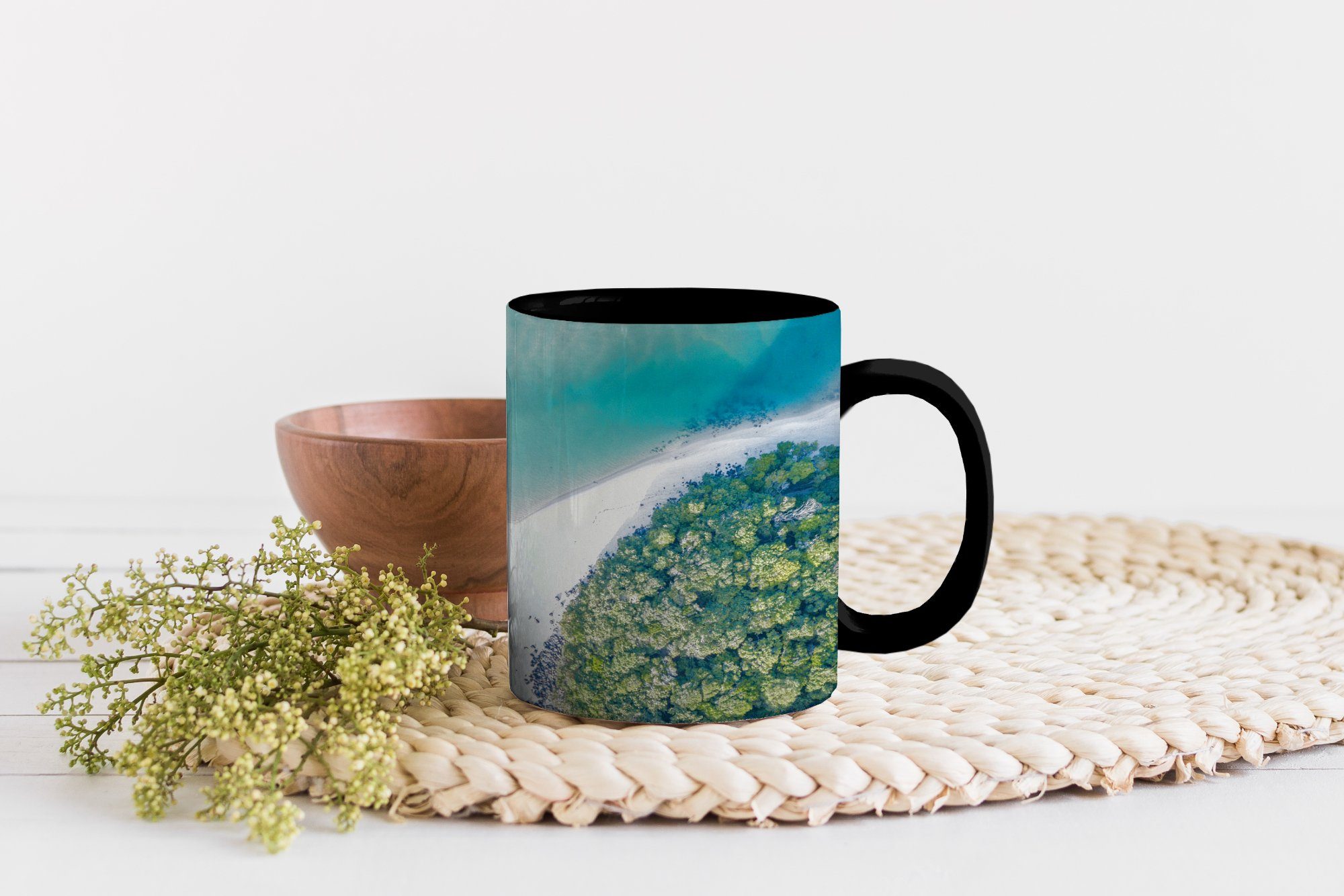 Kaffeetassen, MuchoWow Sonne Farbwechsel, - Tasse Geschenk Australien, Meer - Teetasse, Keramik, Zaubertasse,